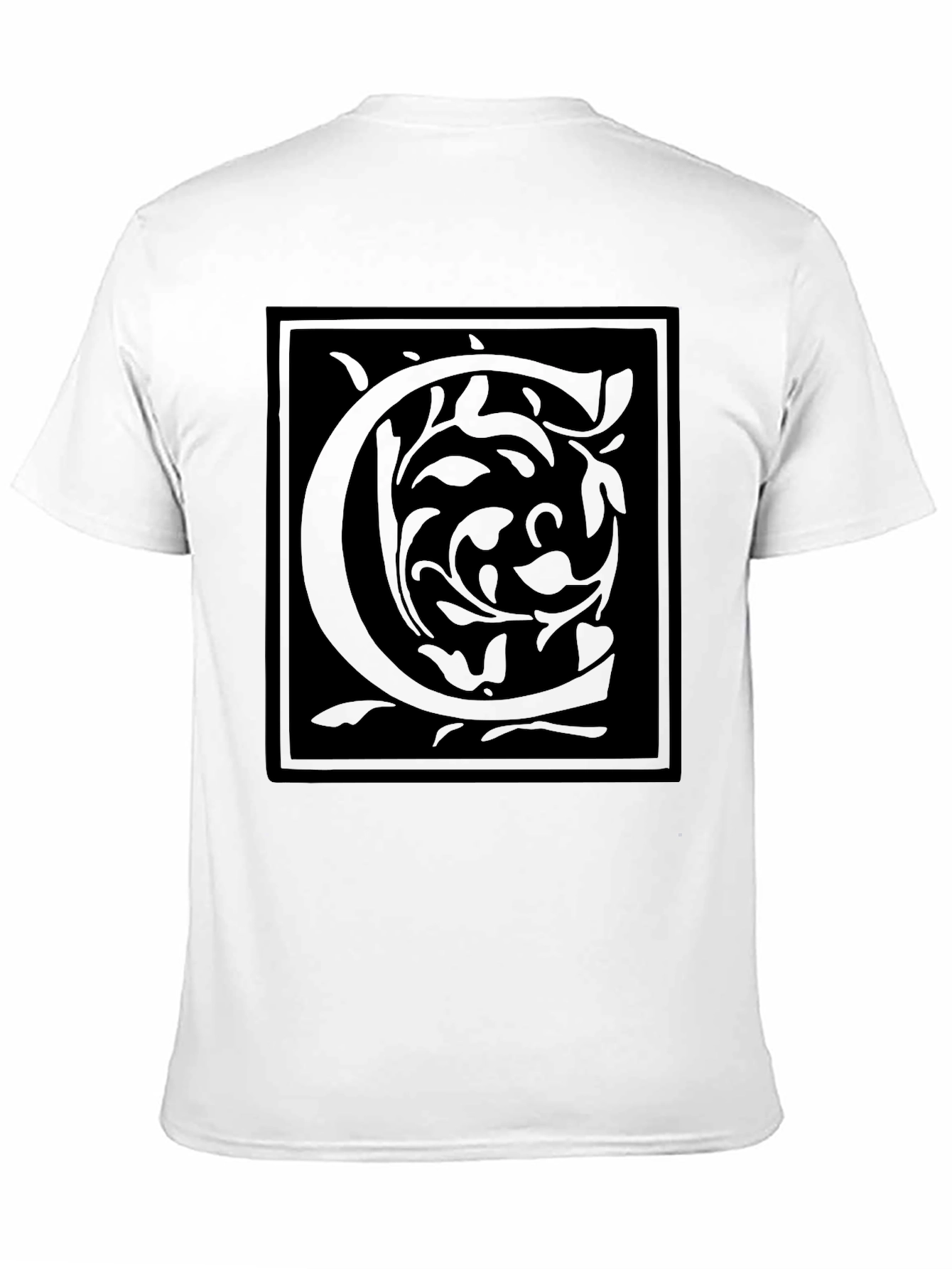 Floral Initial C Black Graphic Tee