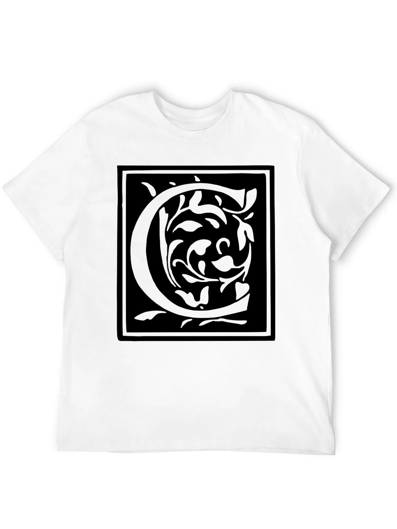 Floral Initial C Black Graphic Tee