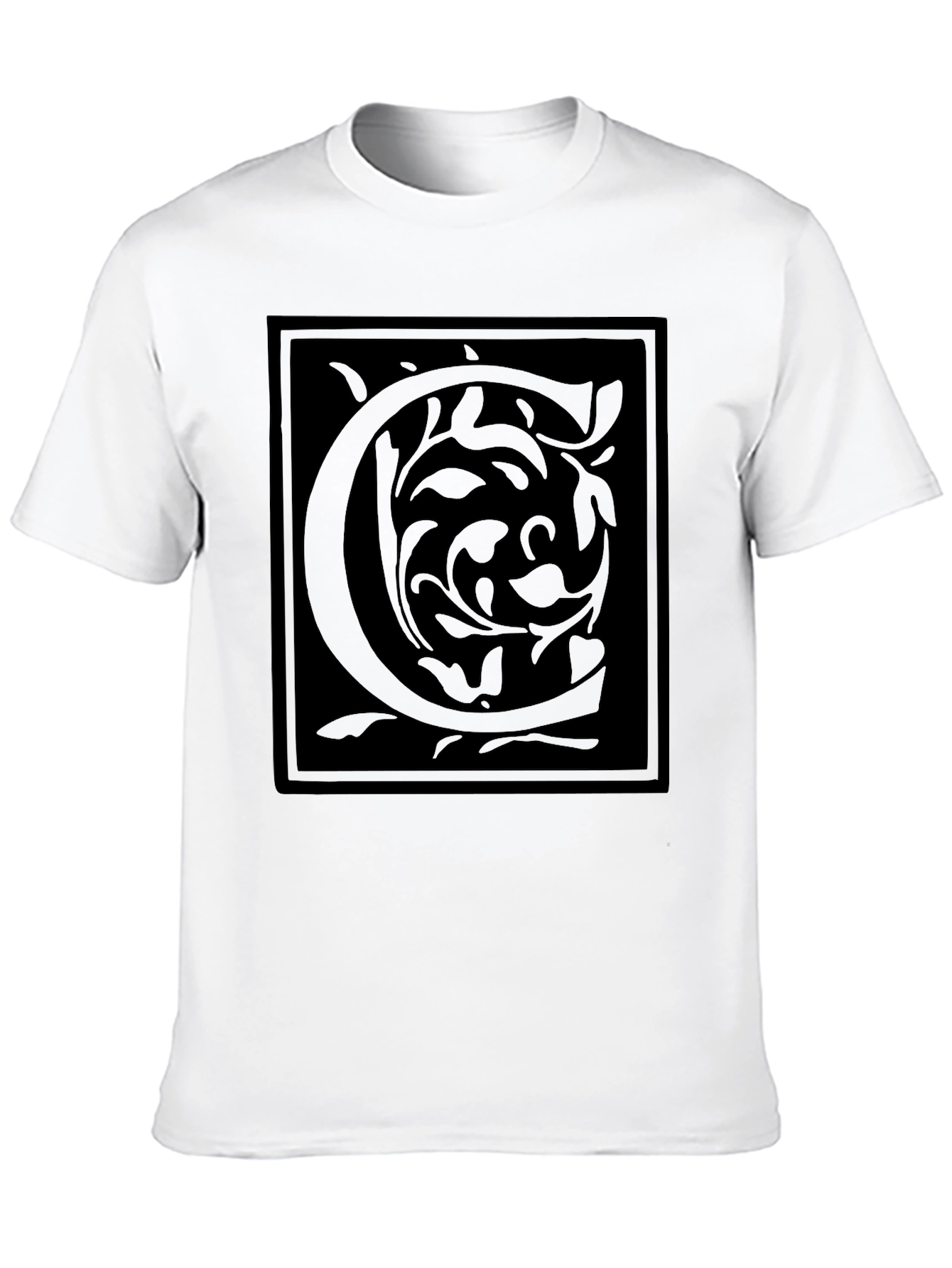Floral Initial C Black Graphic Tee