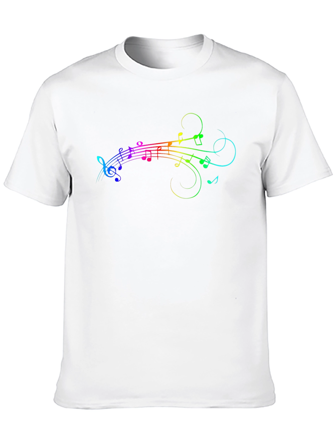 Rainbow Music Notes Graphic Black T-Shirt