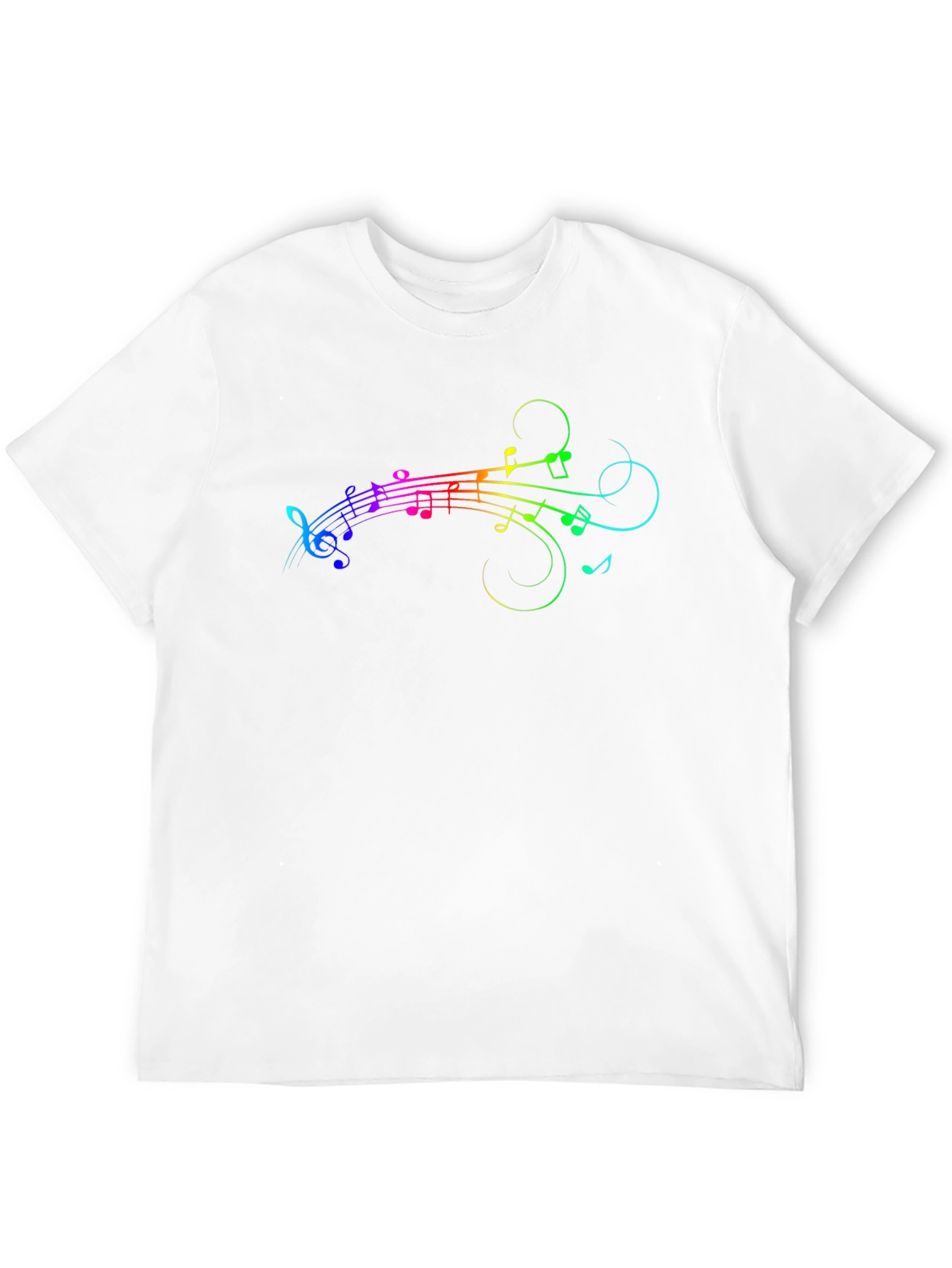 Rainbow Music Notes Graphic Black T-Shirt