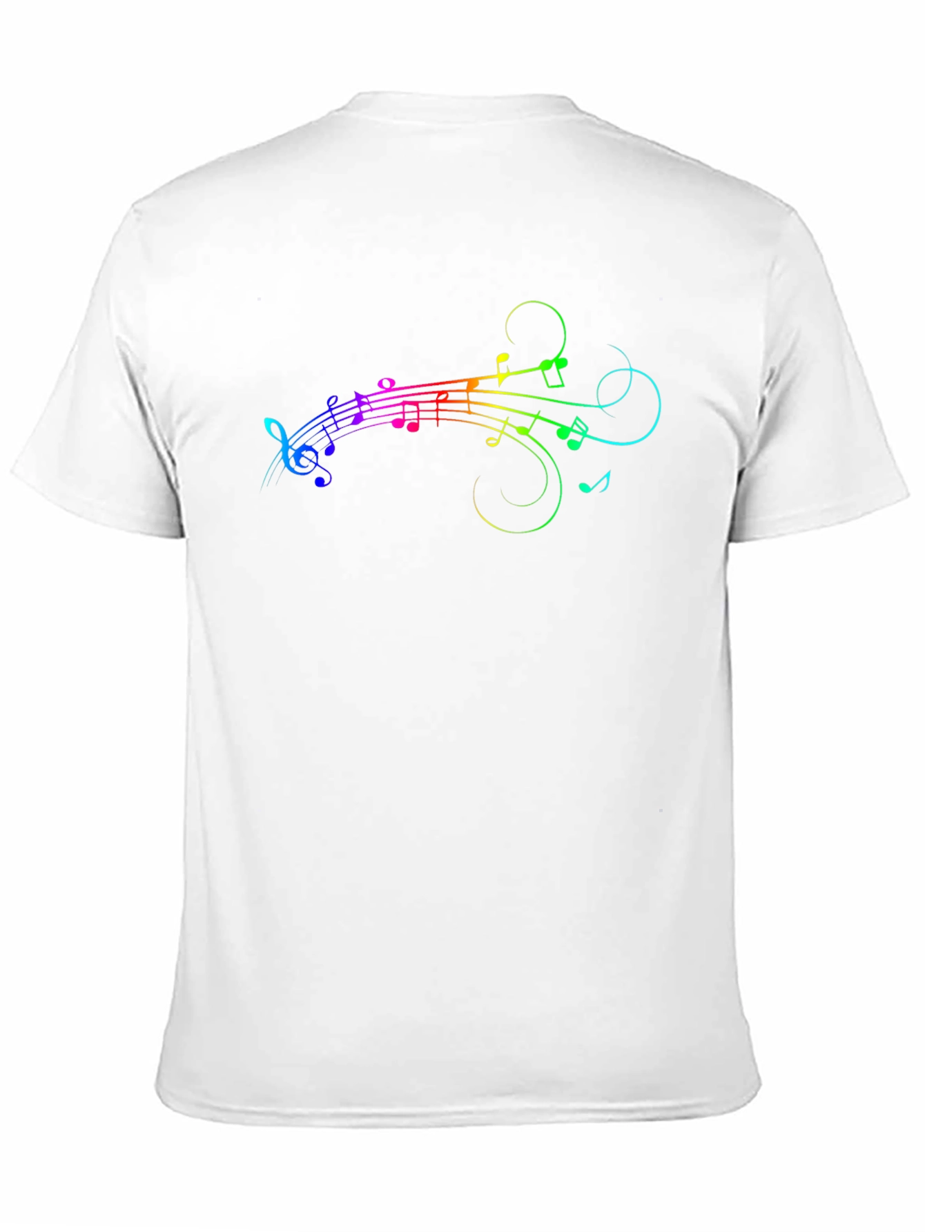Rainbow Music Notes Graphic Black T-Shirt