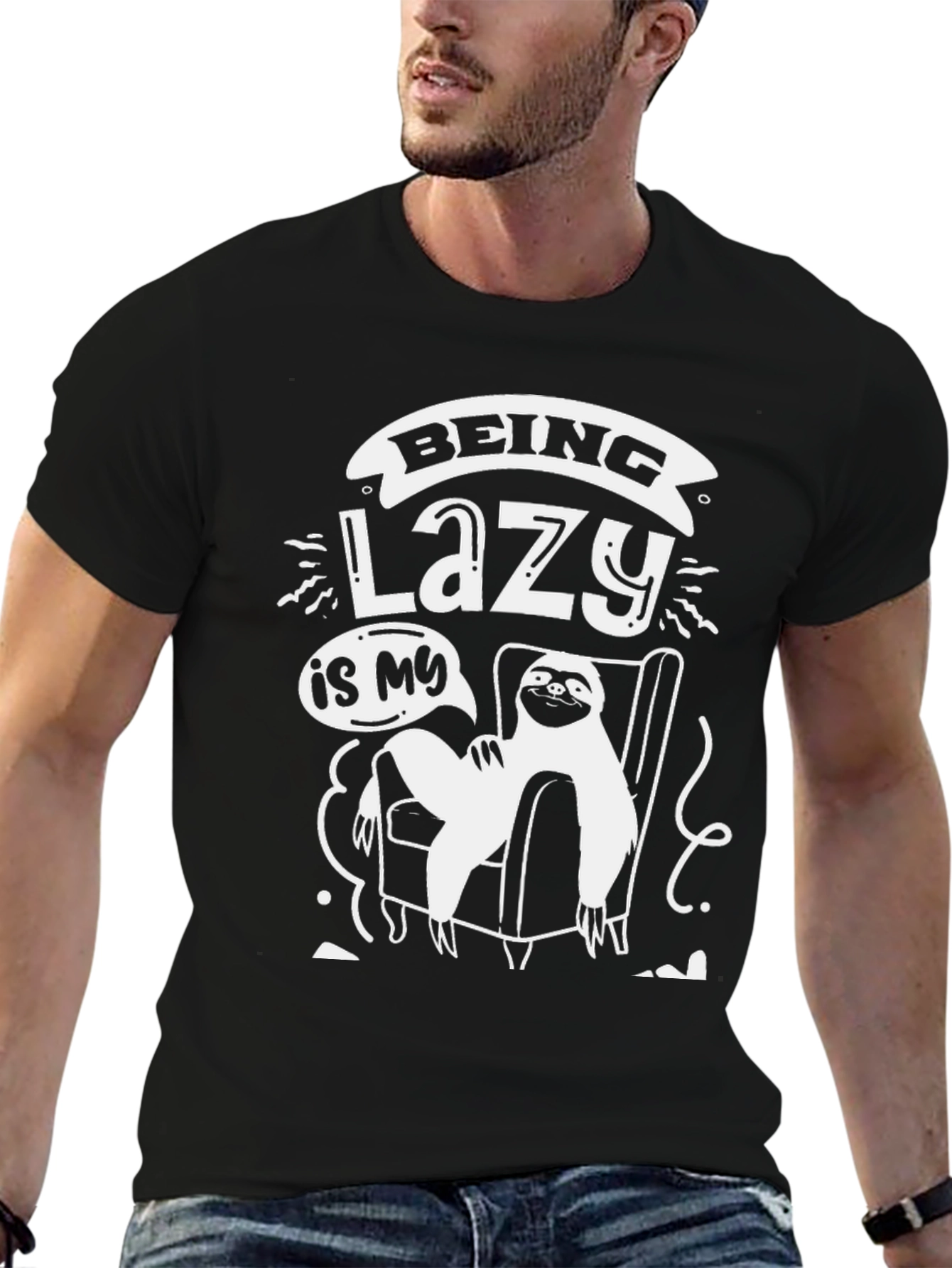 Lazy Sloth Graphic T-Shirt - Relaxed Comfort