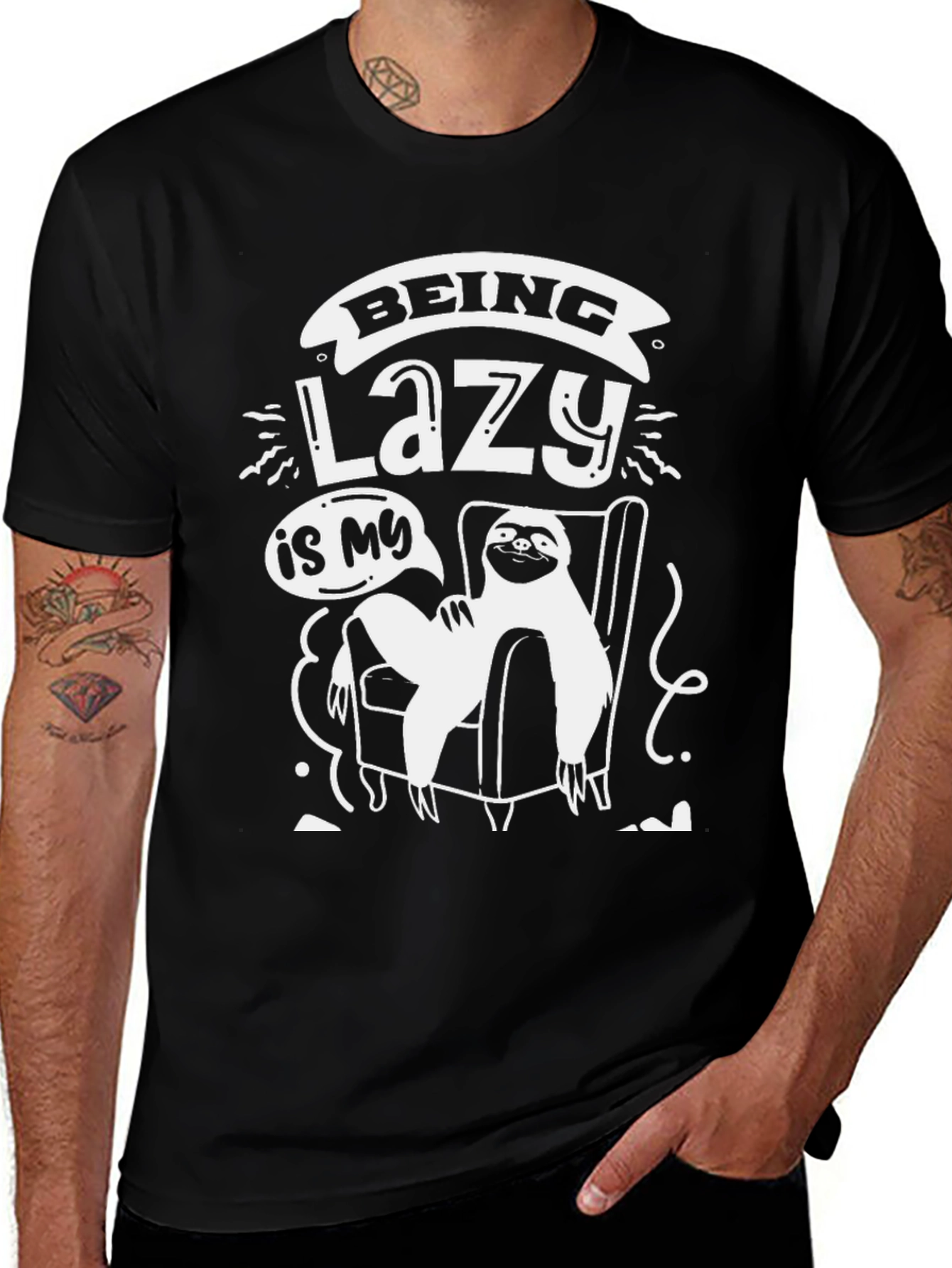 Lazy Sloth Graphic T-Shirt - Relaxed Comfort