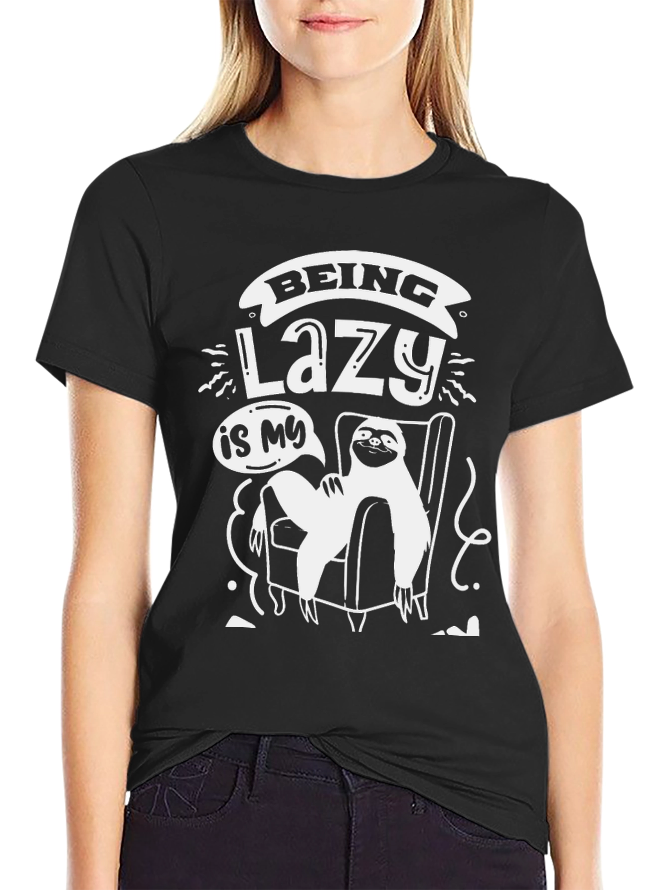 Lazy Sloth Graphic T-Shirt - Relaxed Comfort