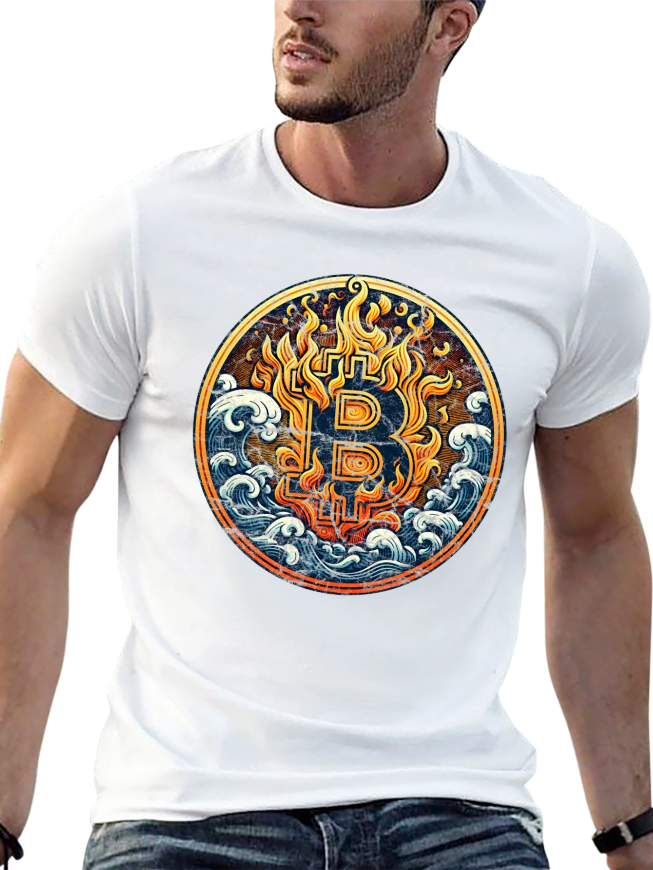 Bitcoin Fire & Wave T-Shirt