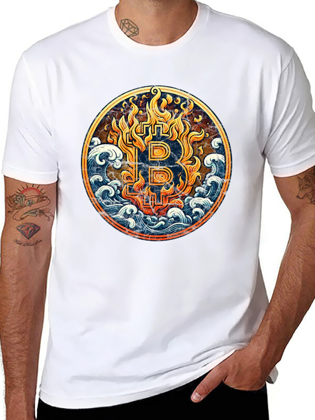 Bitcoin Fire & Wave T-Shirt