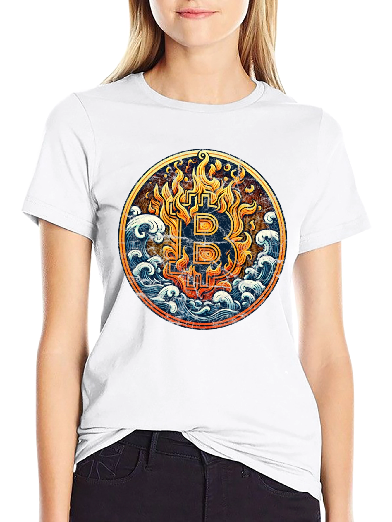Bitcoin Fire & Wave T-Shirt