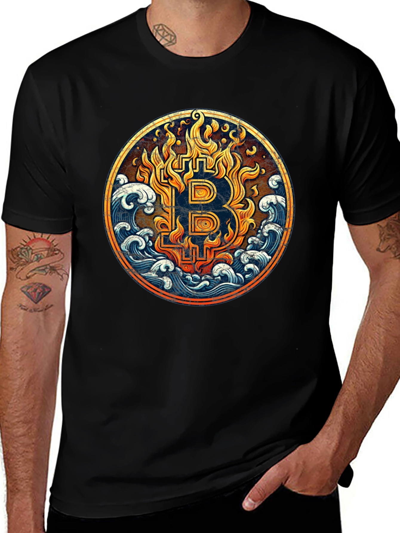 Bitcoin Fire & Wave T-Shirt