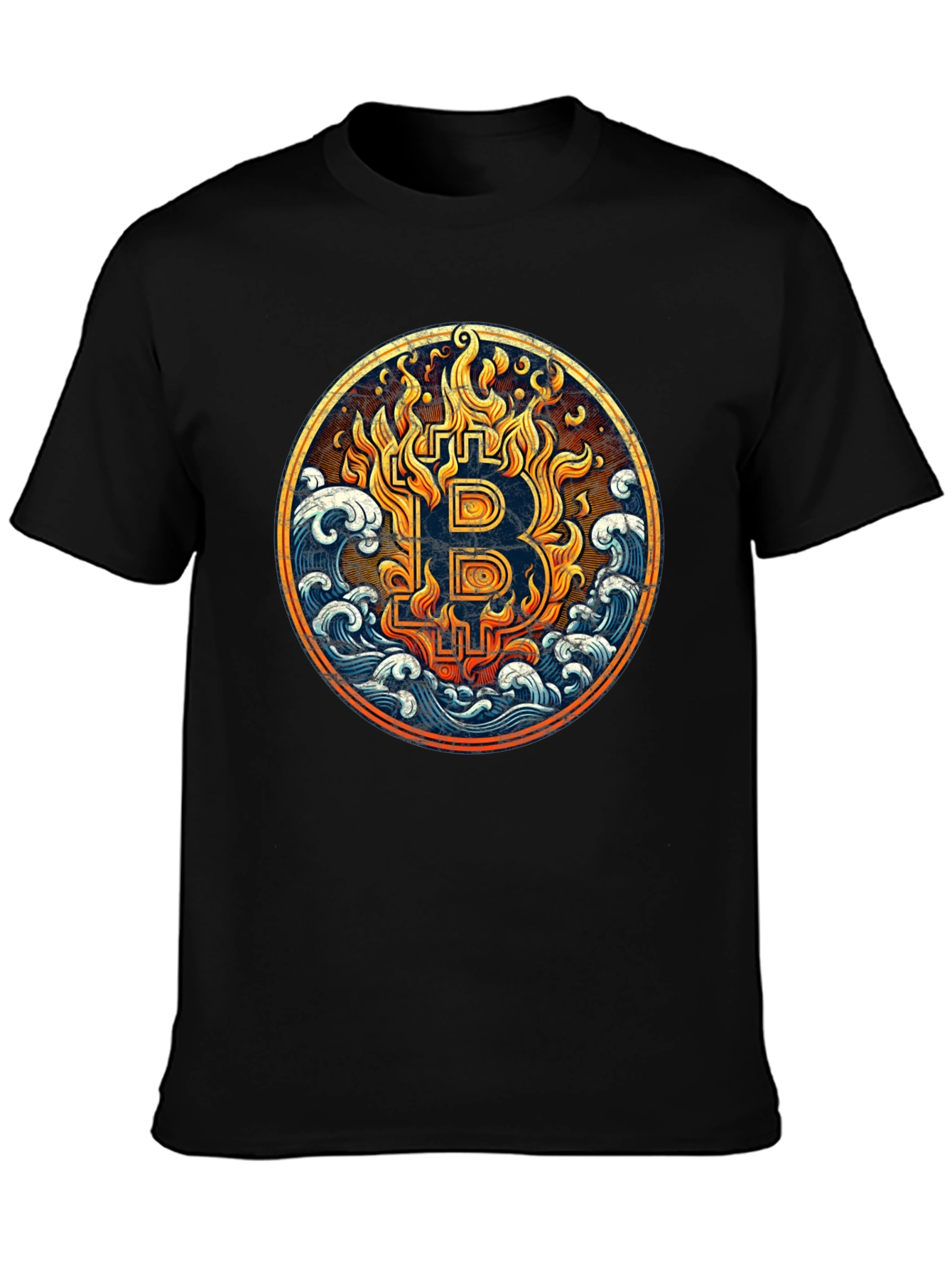 Bitcoin Fire & Wave T-Shirt