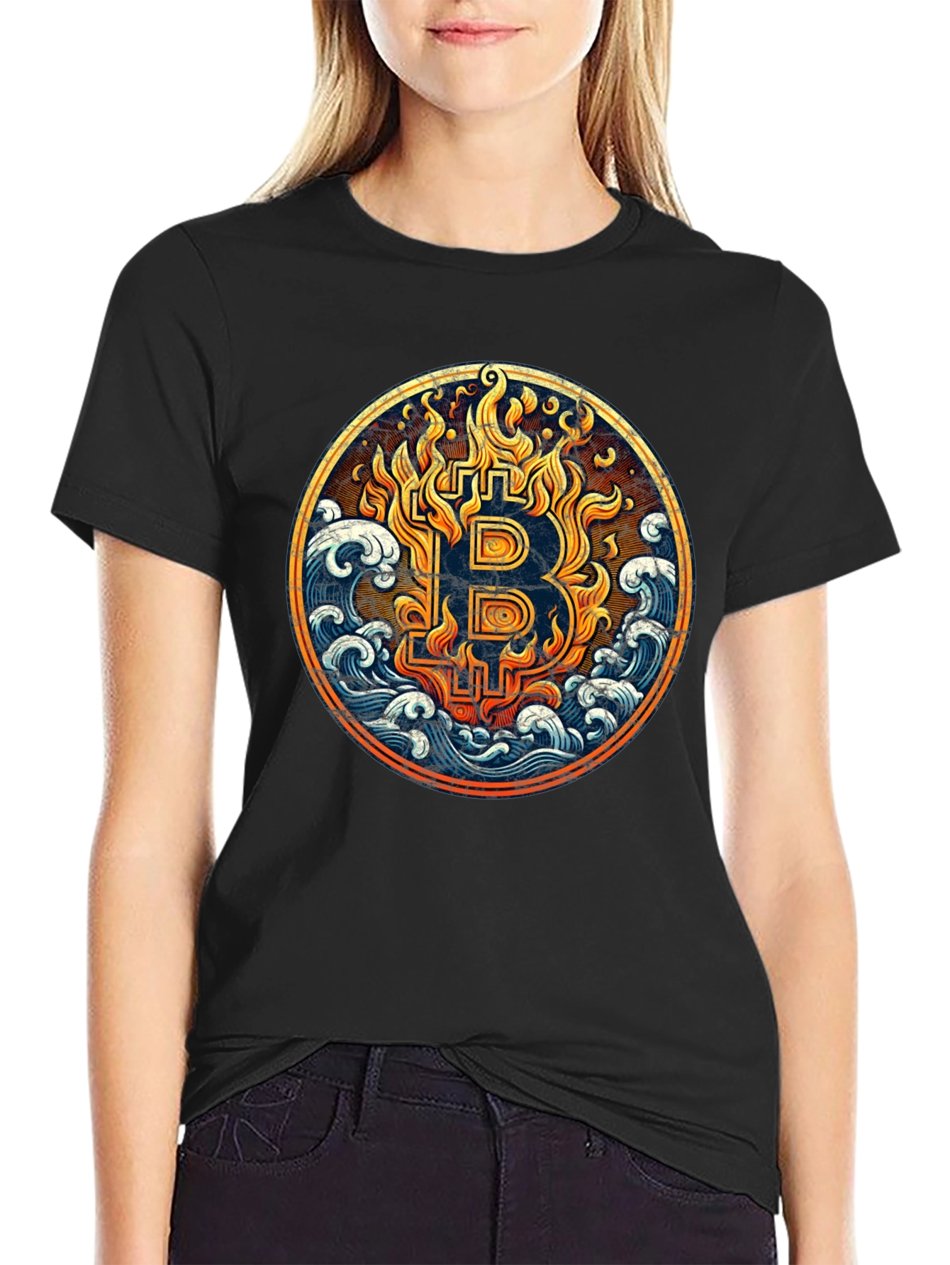 Bitcoin Fire & Wave T-Shirt