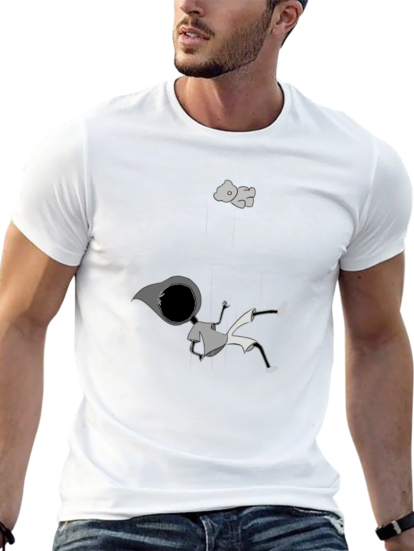 Dreamy Falling Boy T-Shirt - Unique Graphic Tee