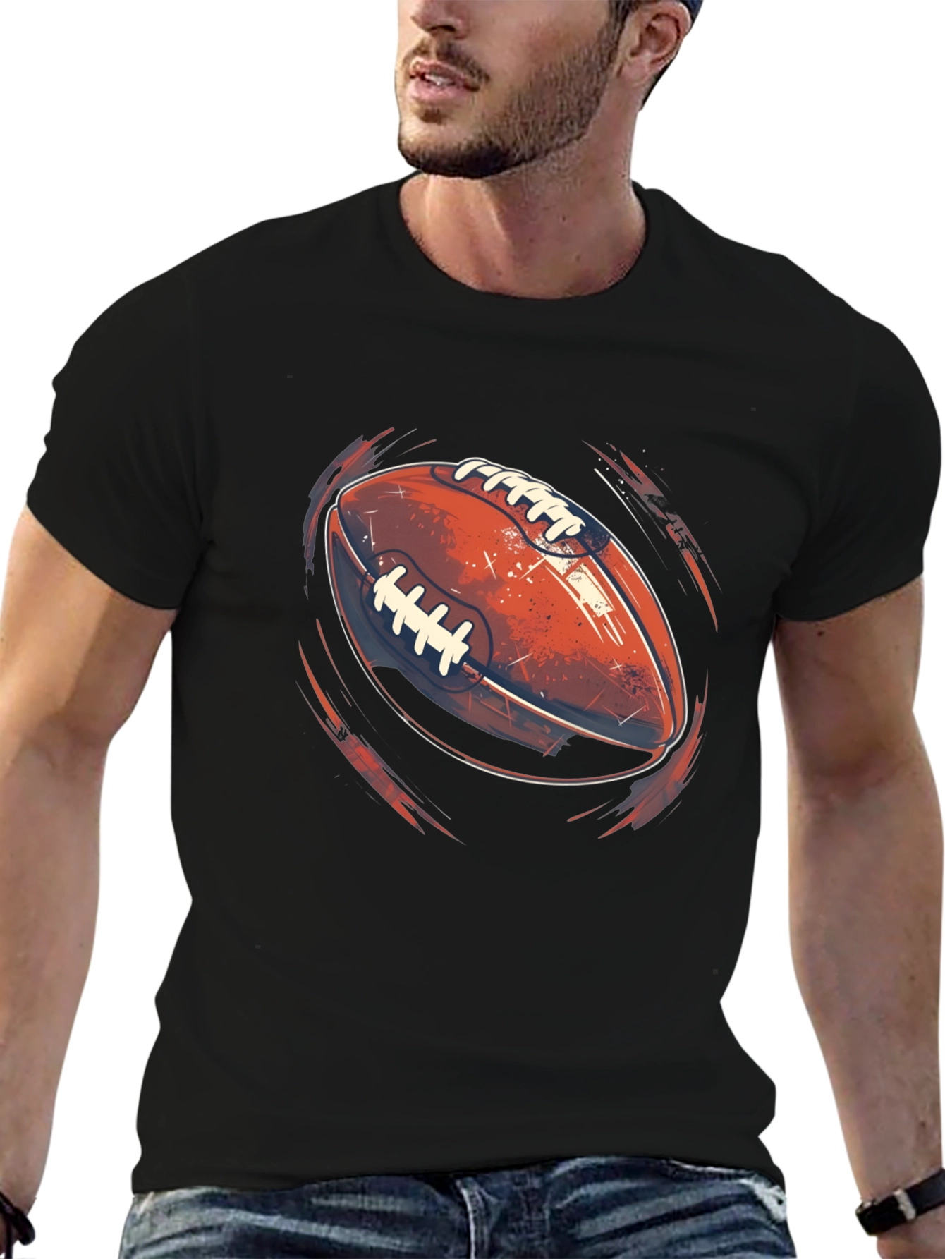 Football Graphic Black T-Shirt