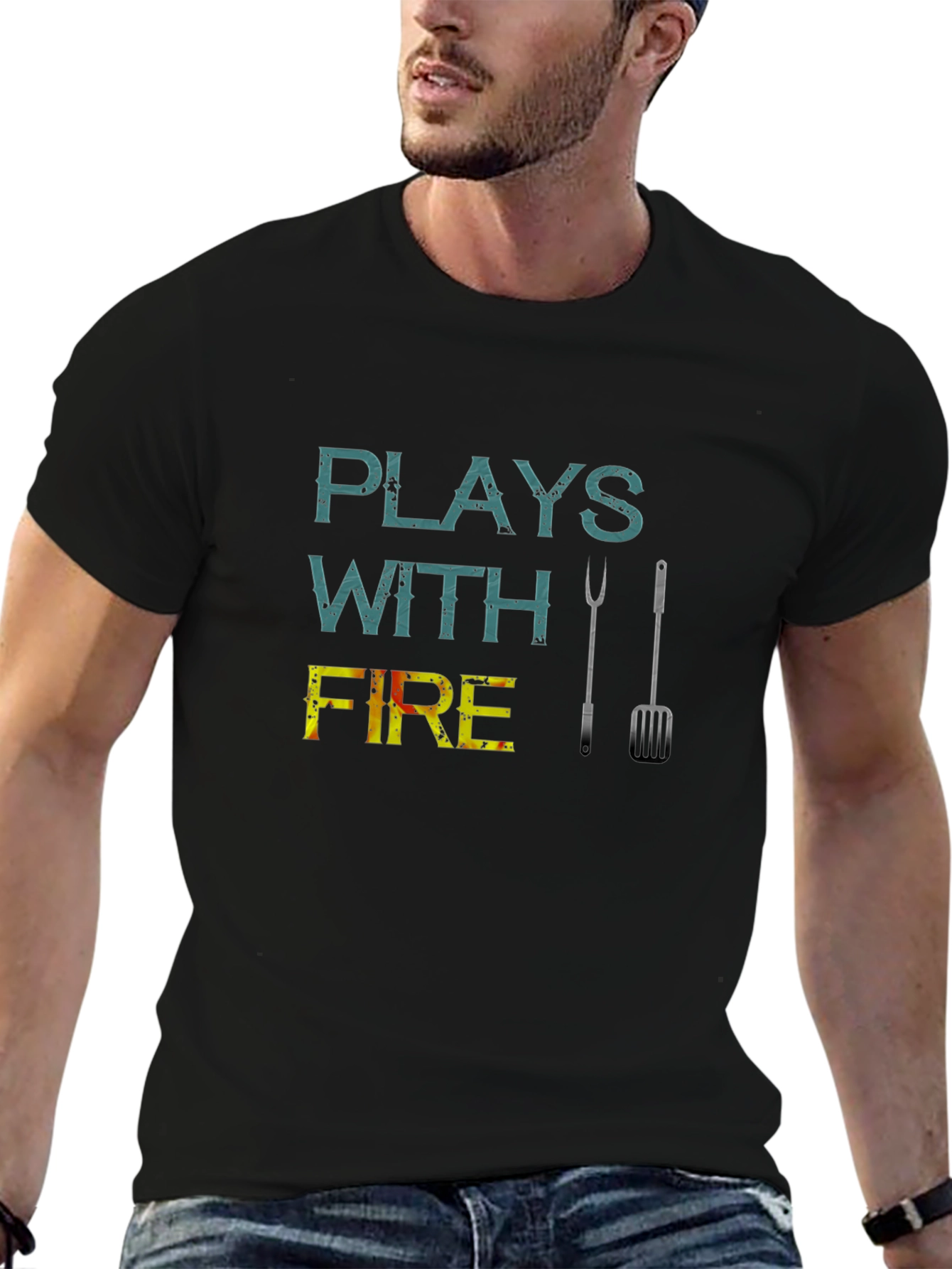 Plays With Fire BBQ Grill Master Graphic T-Shirt