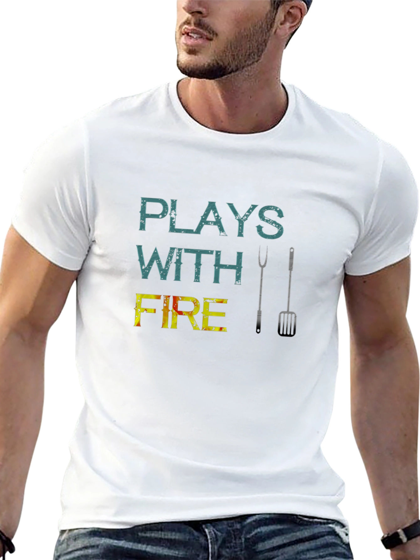 Plays With Fire BBQ Grill Master Graphic T-Shirt
