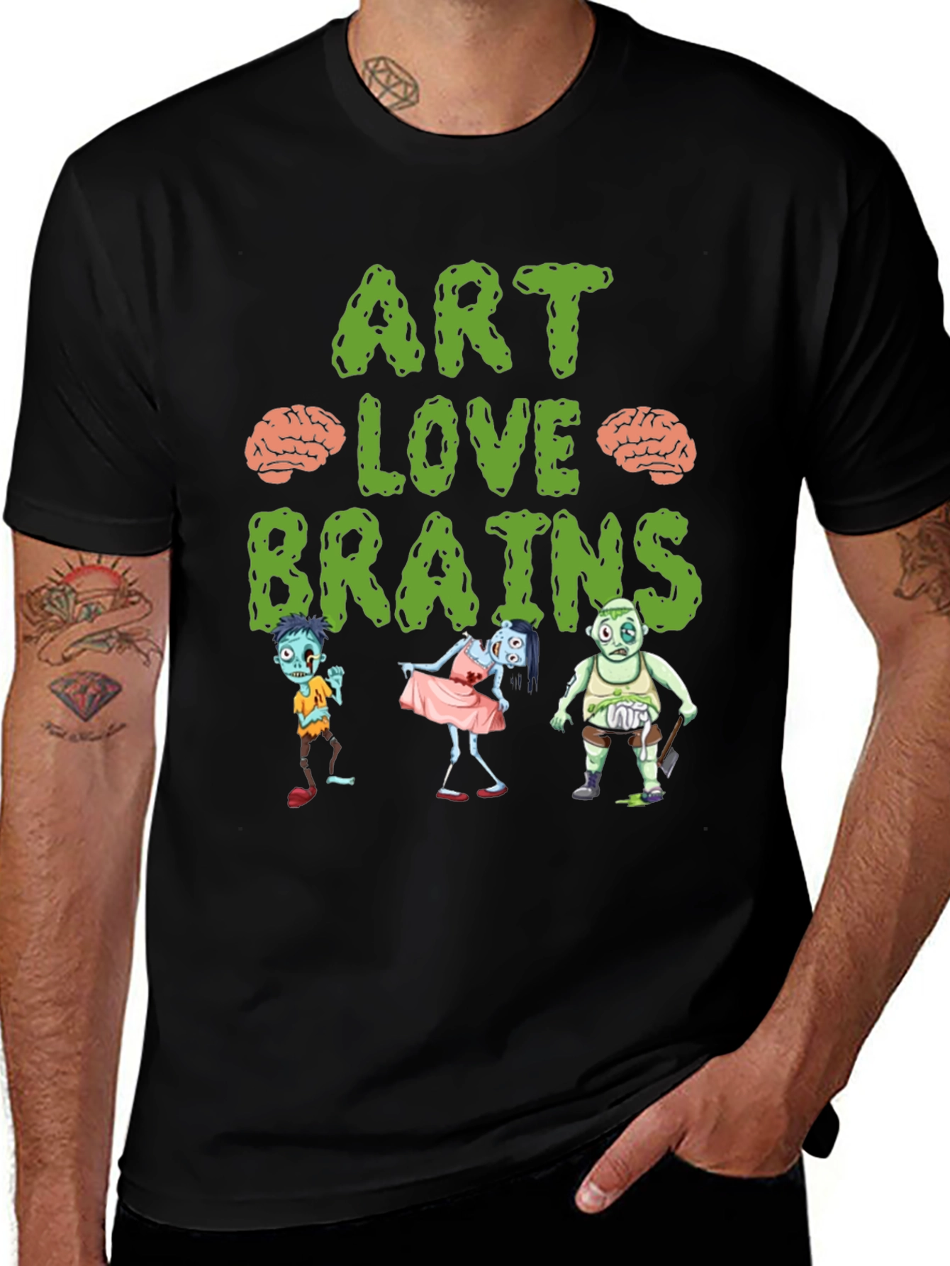 Art Love Brains Zombie Graphic T-Shirt