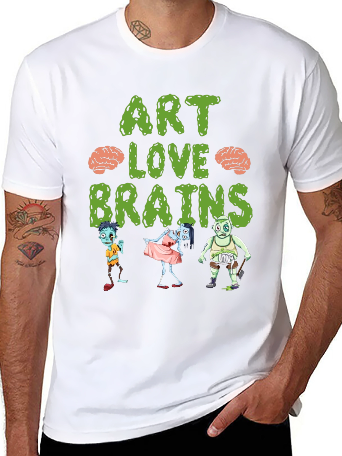 Art Love Brains Zombie Graphic T-Shirt
