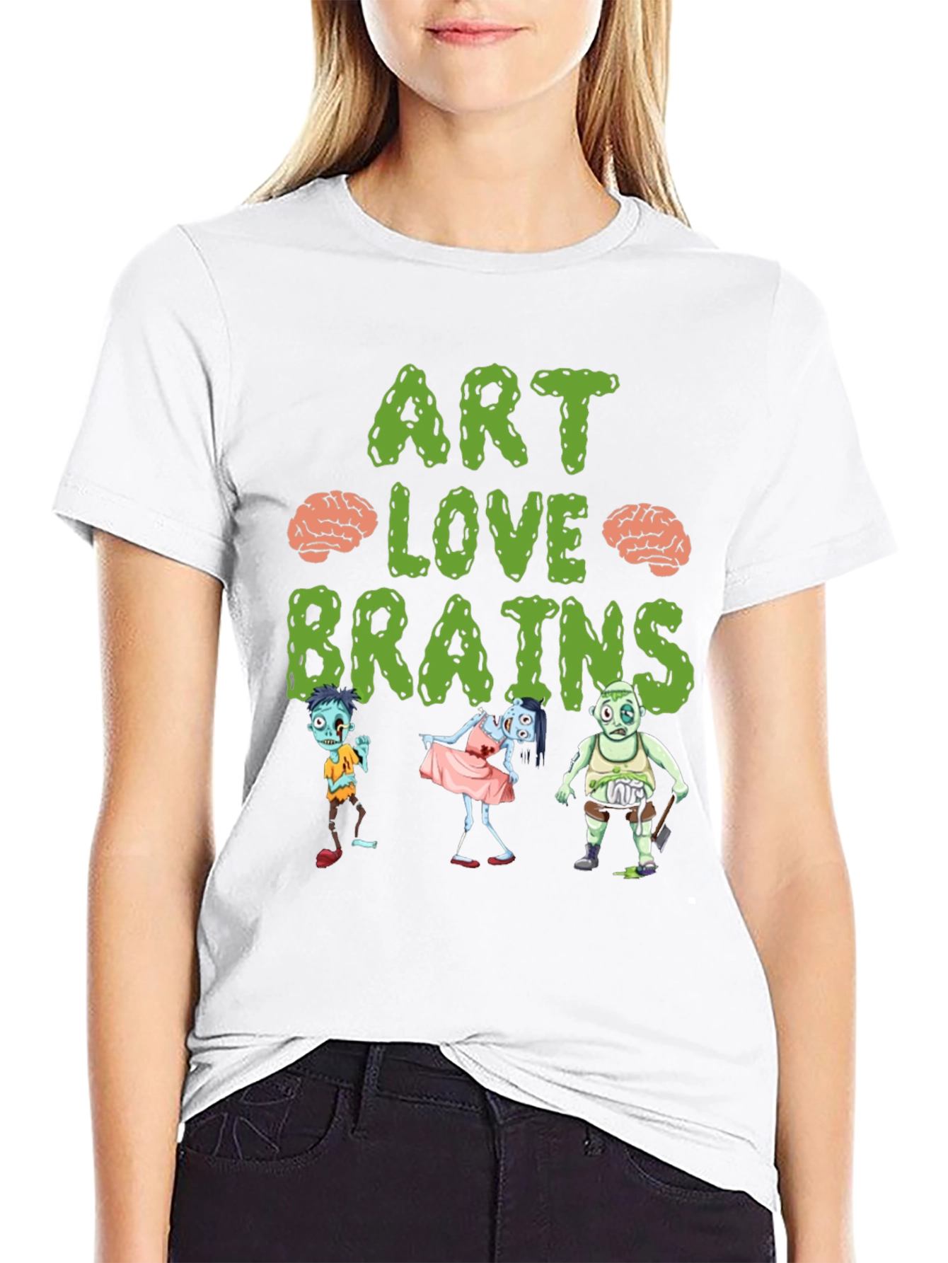 Art Love Brains Zombie Graphic T-Shirt