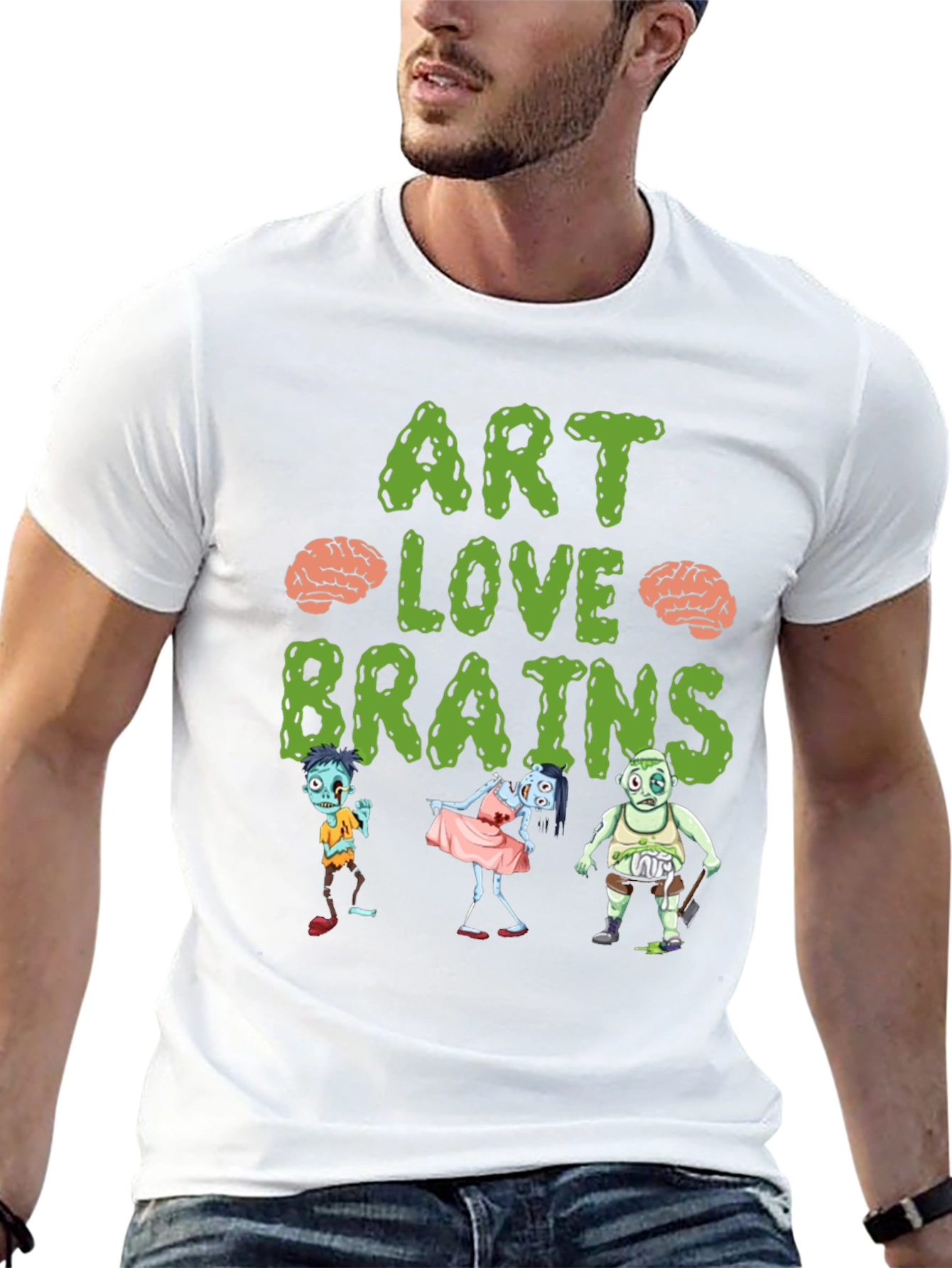 Art Love Brains Zombie Graphic T-Shirt