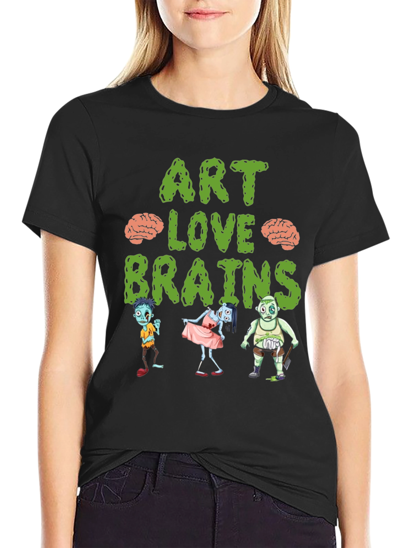 Art Love Brains Zombie Graphic T-Shirt