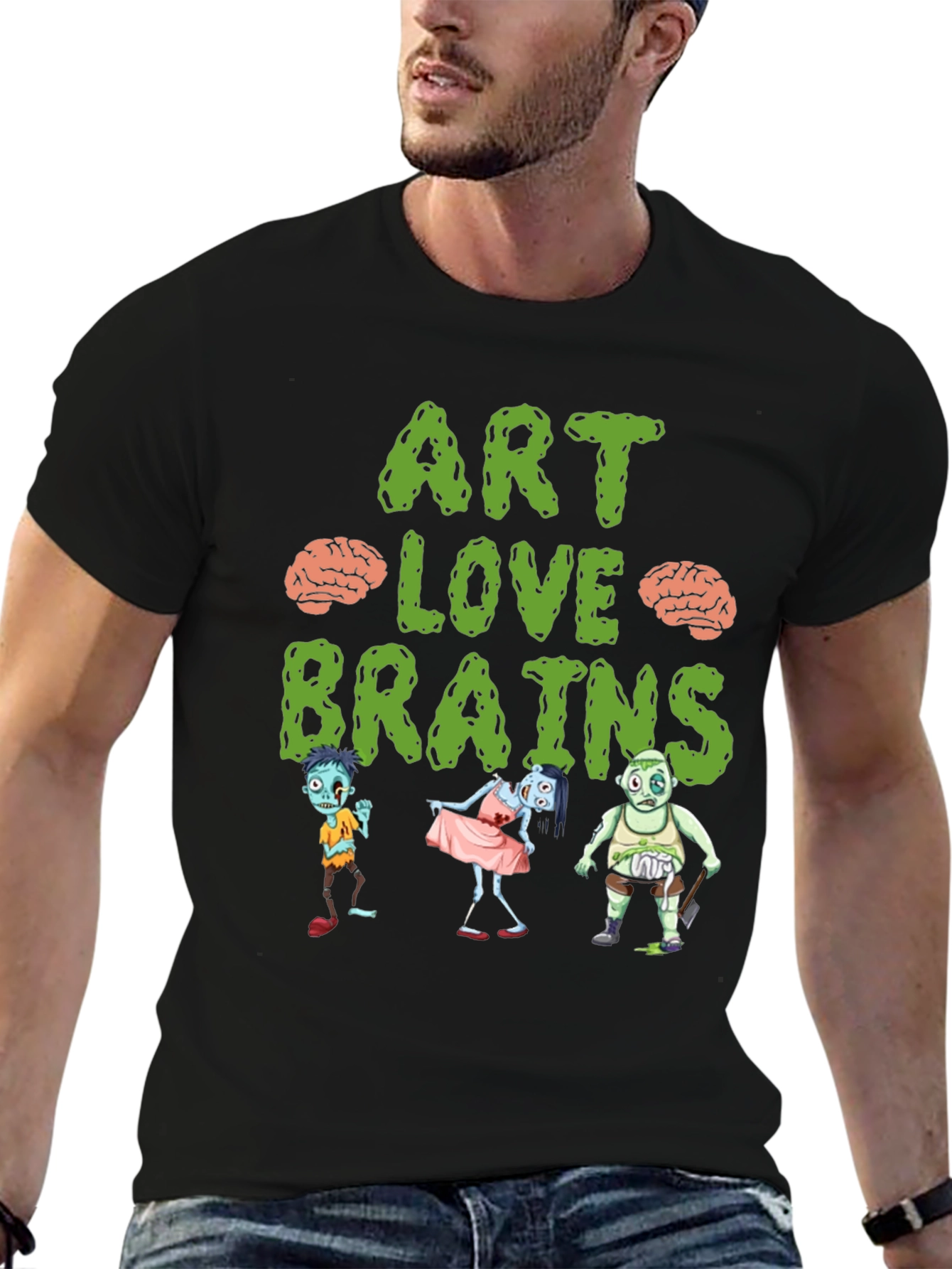 Art Love Brains Zombie Graphic T-Shirt