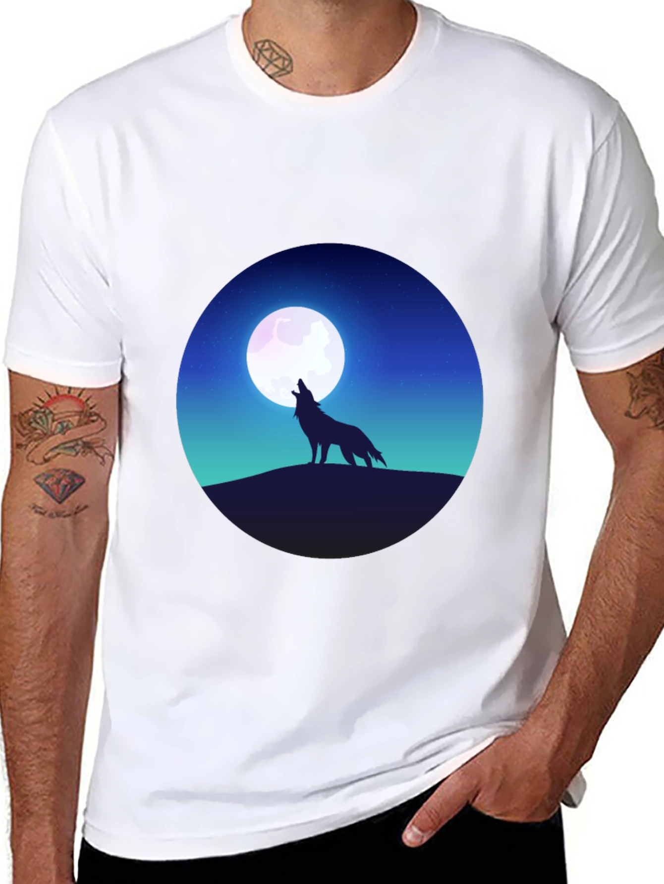 Wolf Moon T-Shirt - Graphic Print Tee