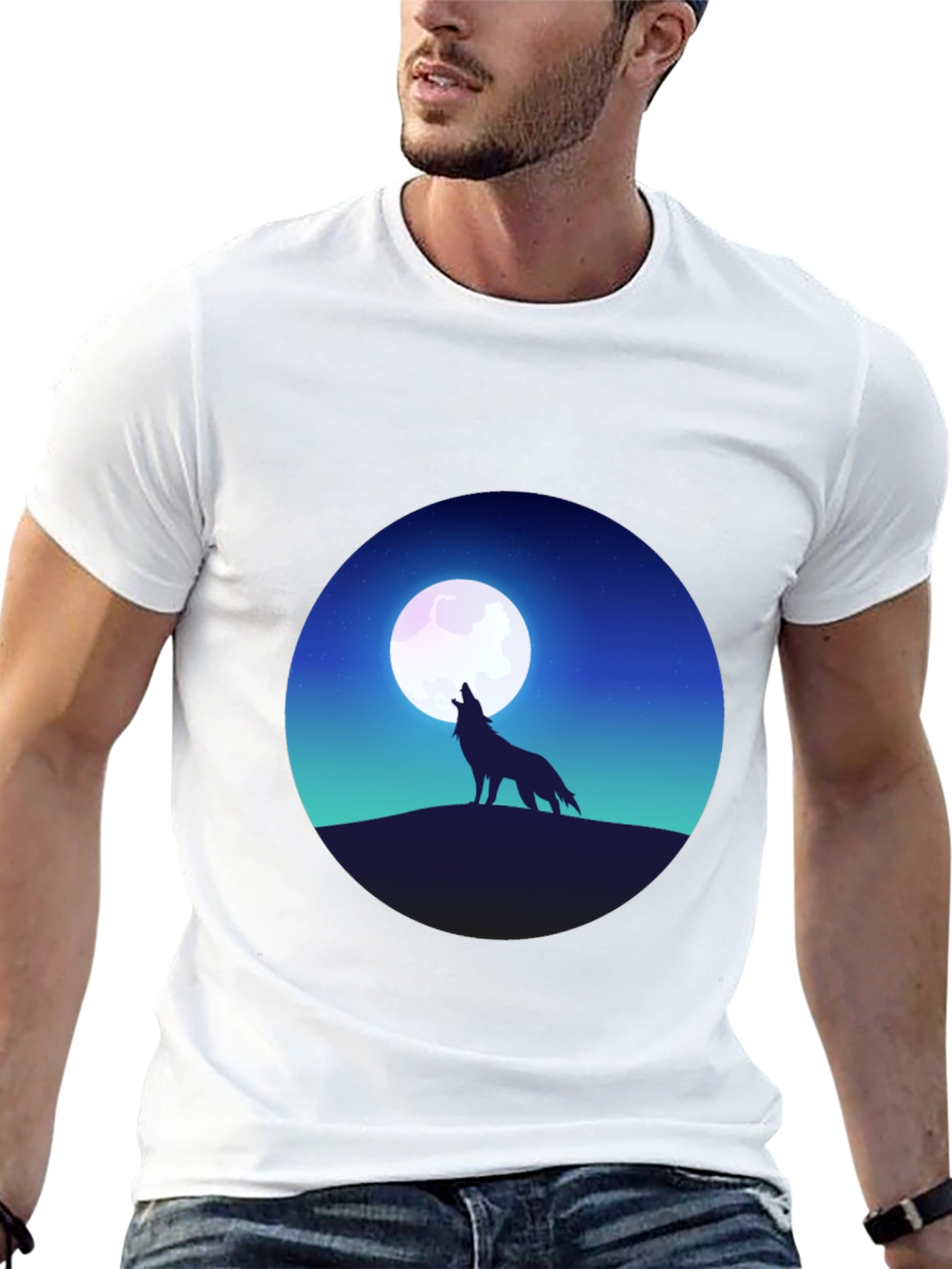 Wolf Moon T-Shirt - Graphic Print Tee