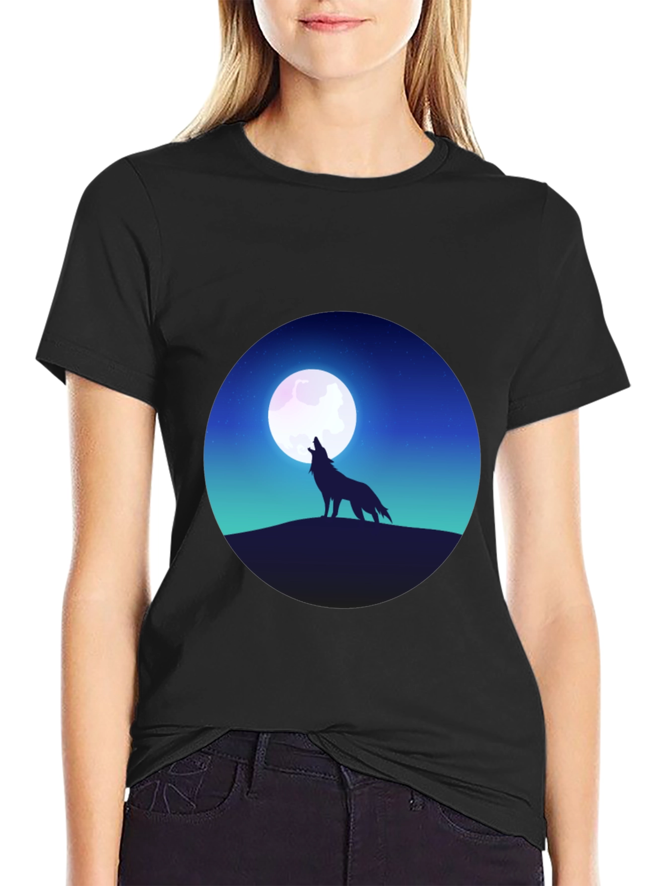 Wolf Moon T-Shirt - Graphic Print Tee