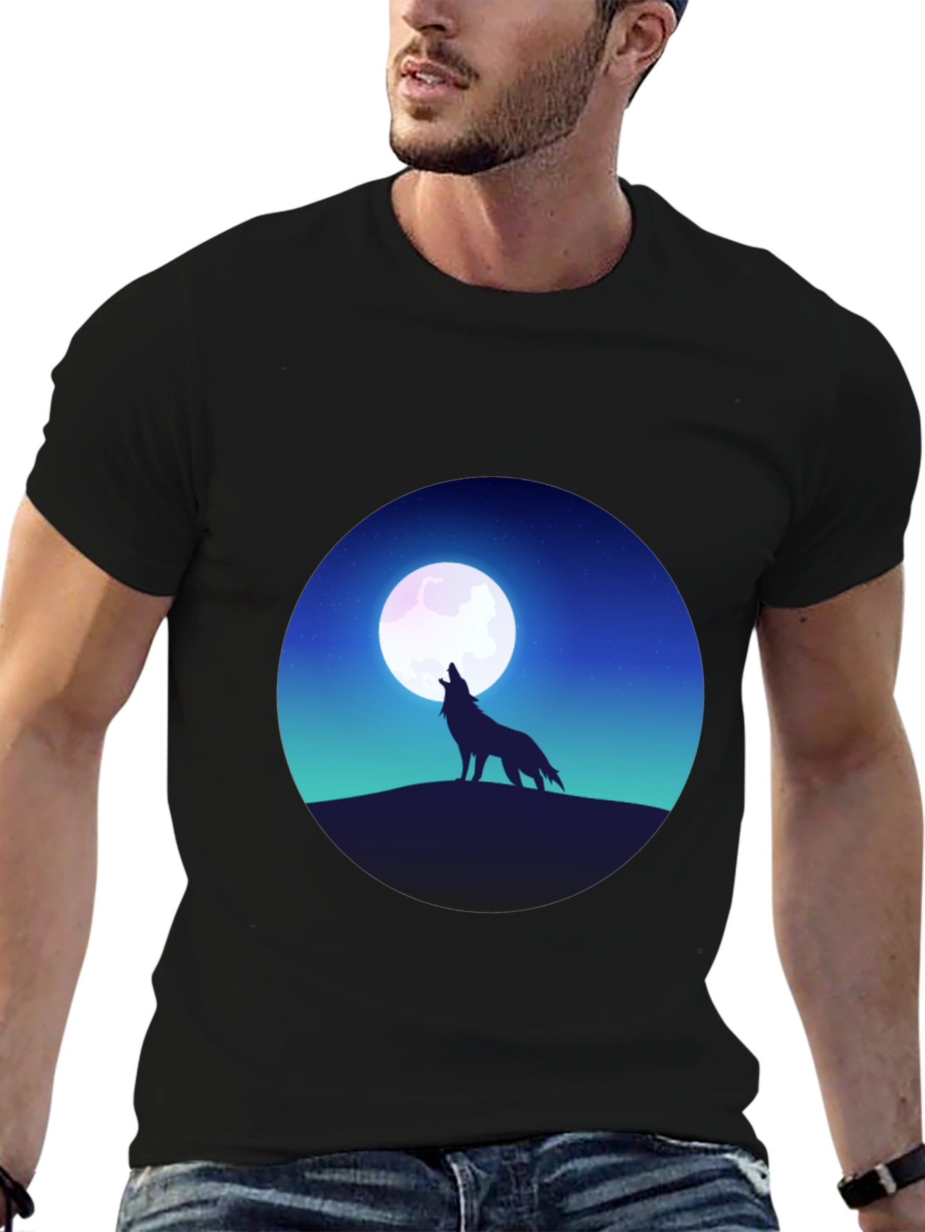 Wolf Moon T-Shirt - Graphic Print Tee