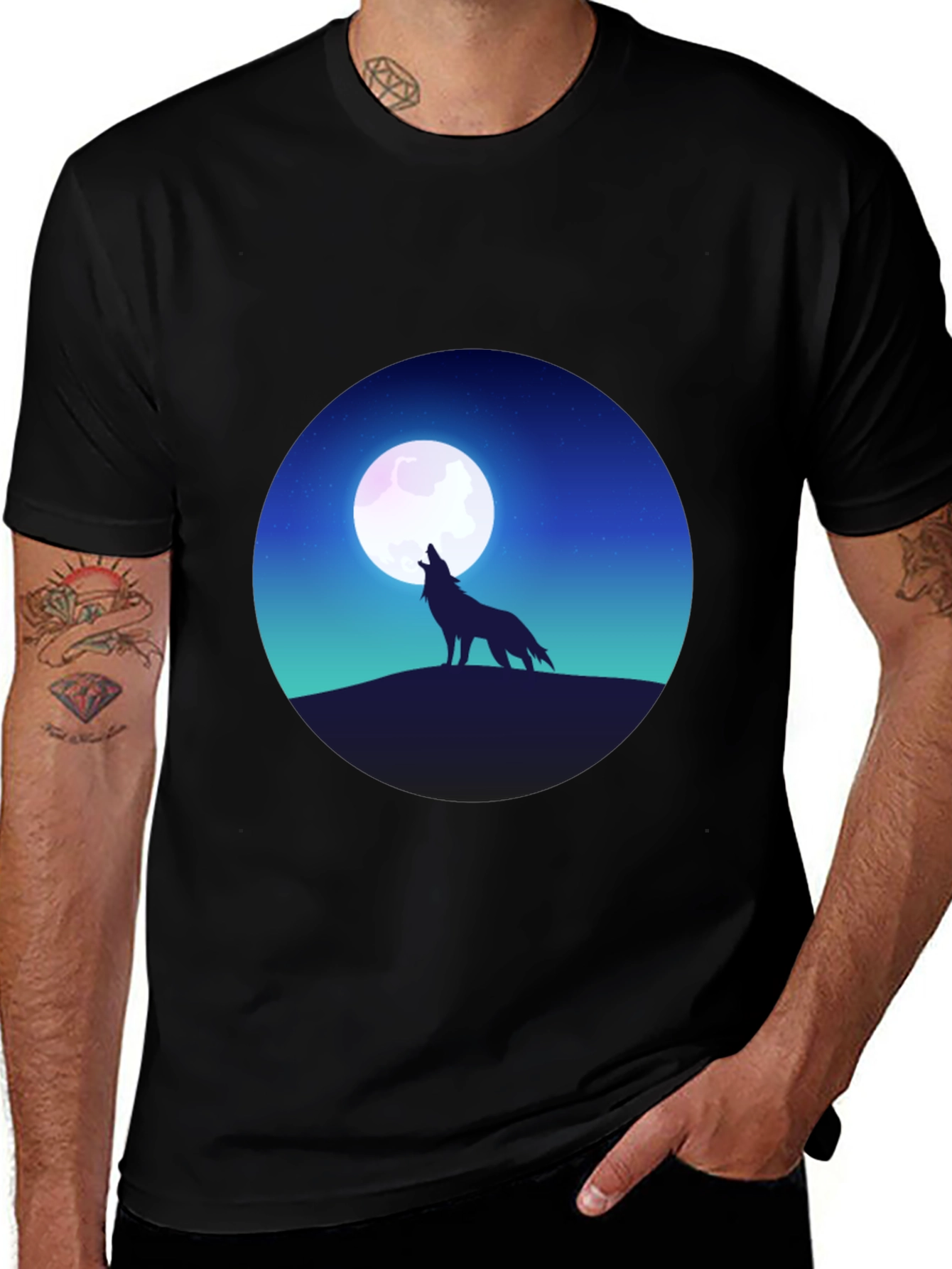 Wolf Moon T-Shirt - Graphic Print Tee