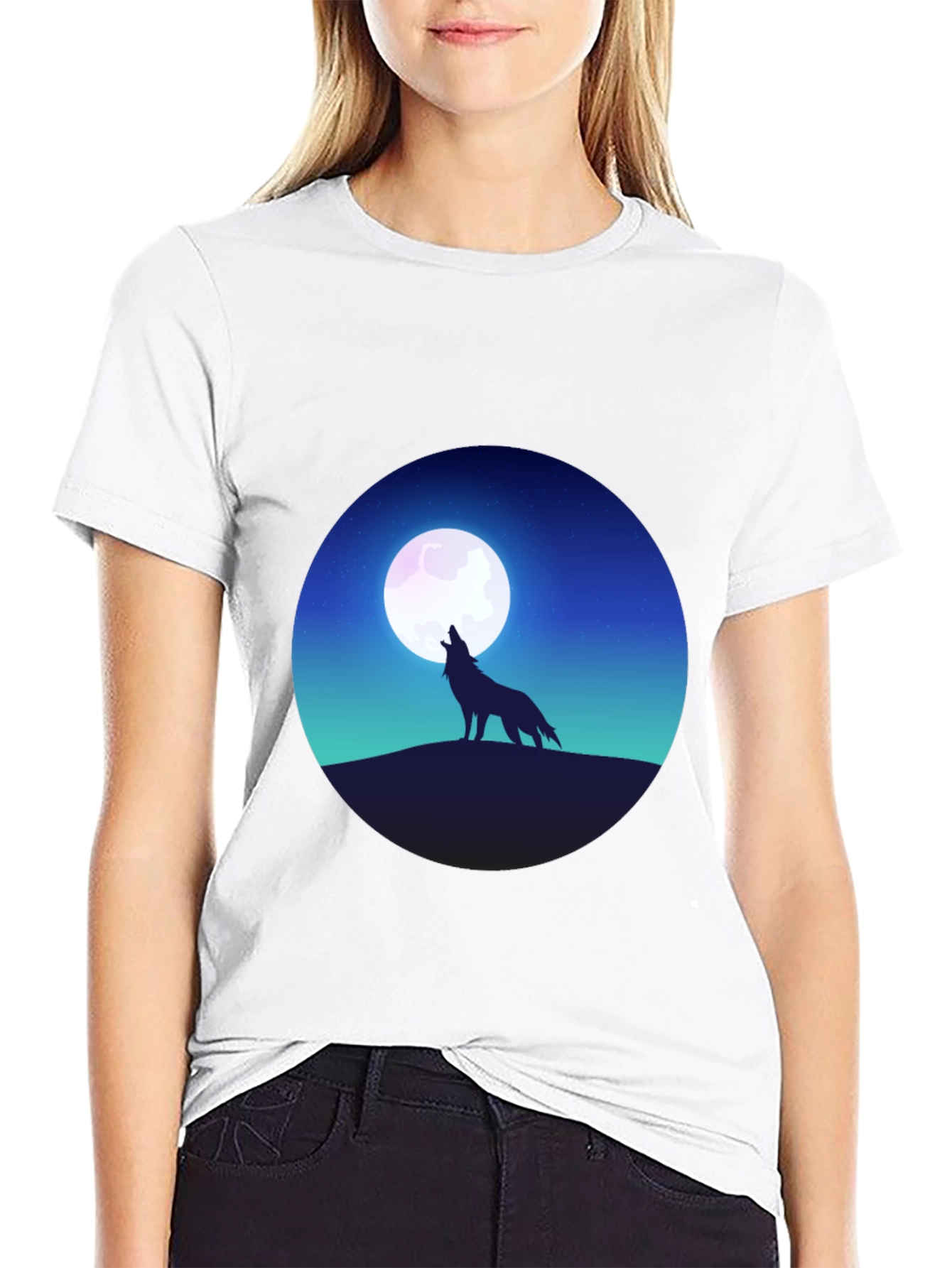 Wolf Moon T-Shirt - Graphic Print Tee