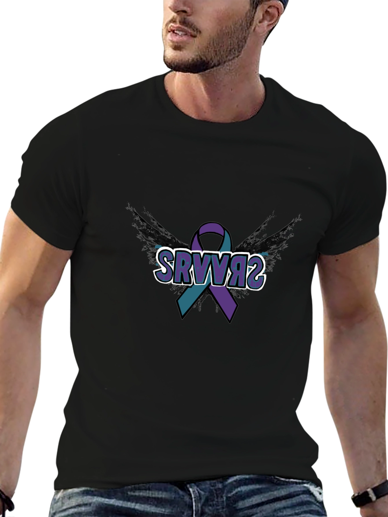 SRVVAS Awareness Ribbon T-Shirt - Black