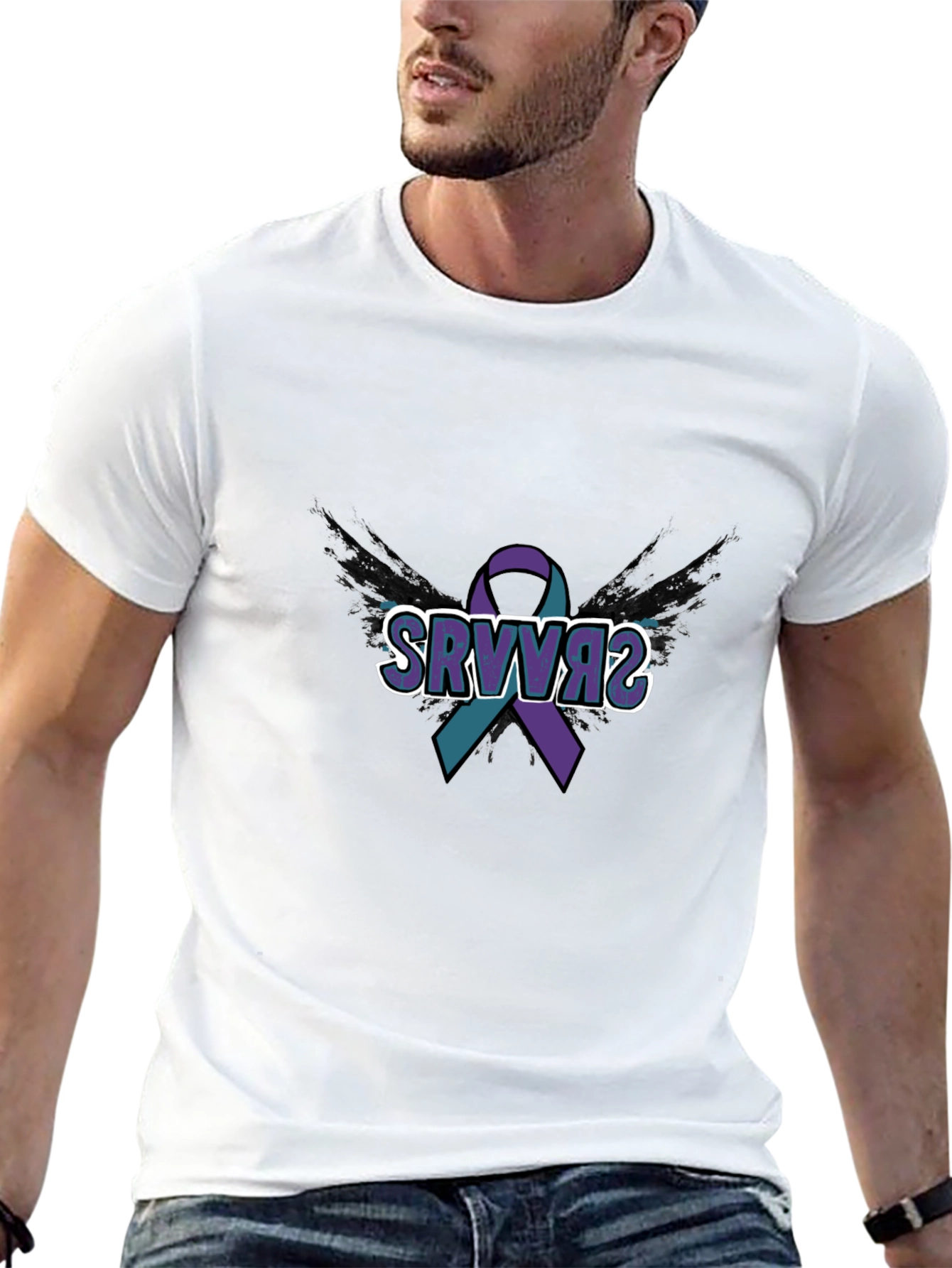 SRVVAS Awareness Ribbon T-Shirt - Black