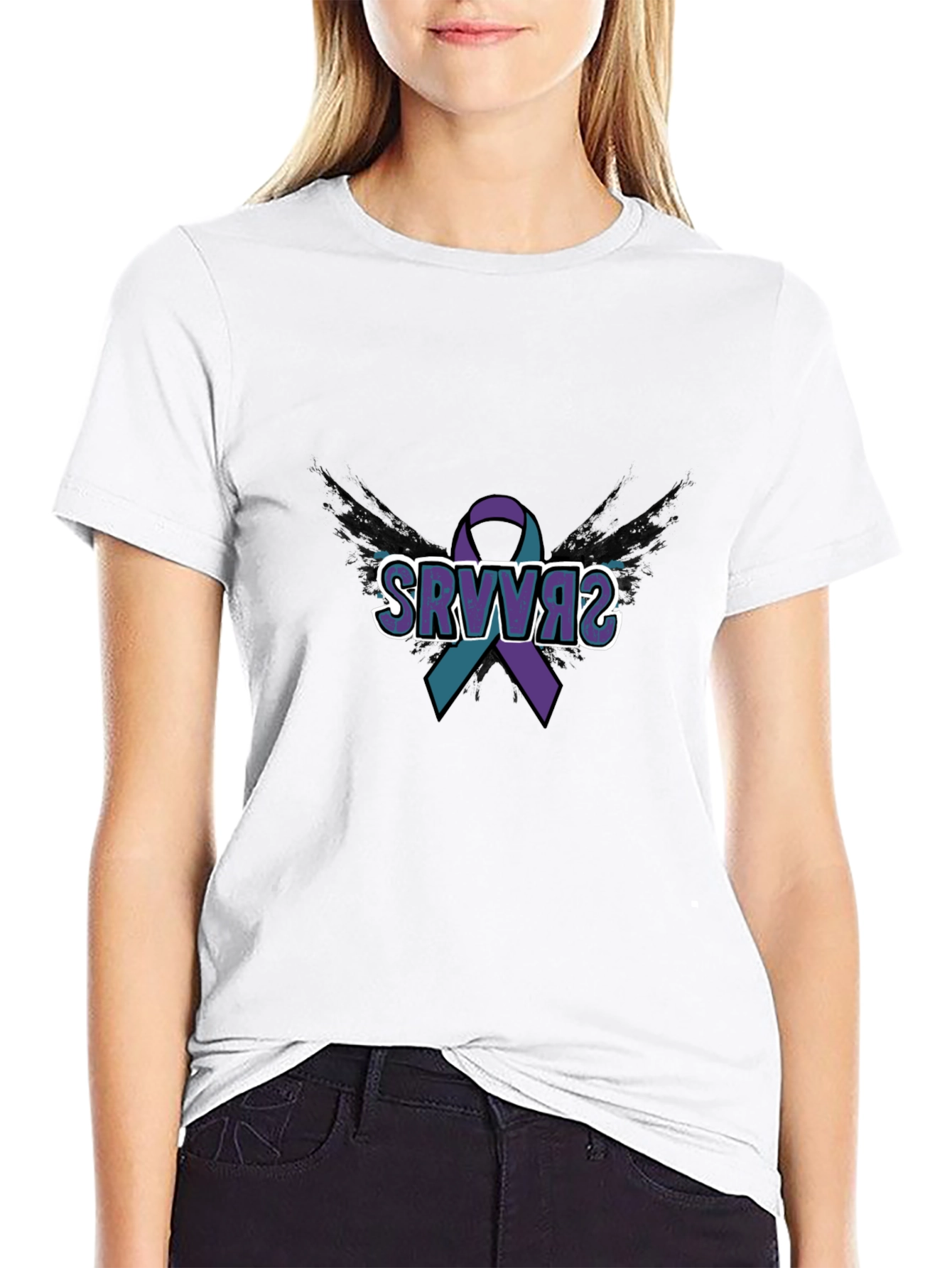 SRVVAS Awareness Ribbon T-Shirt - Black