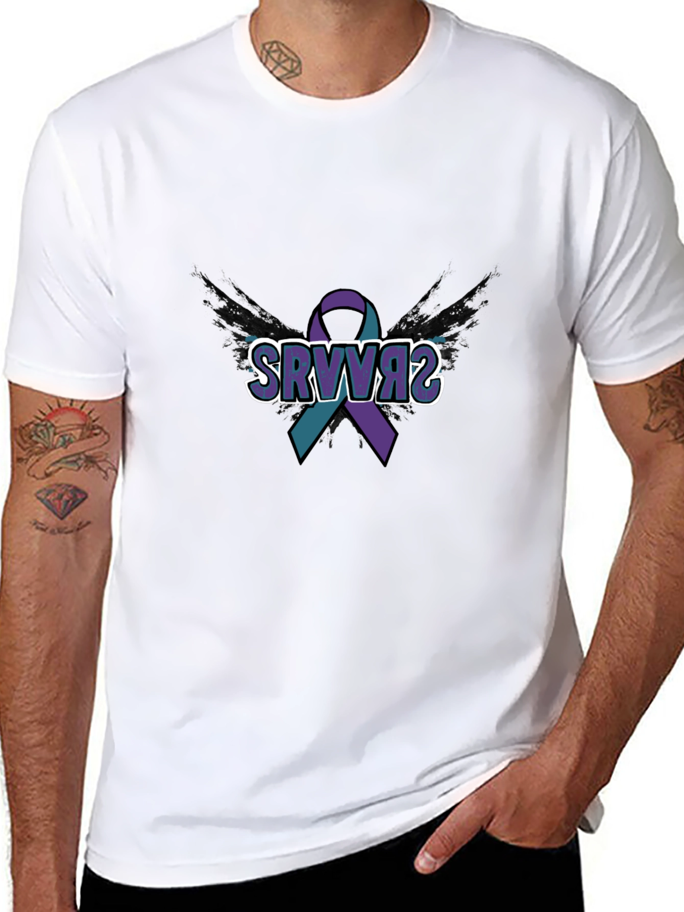 SRVVAS Awareness Ribbon T-Shirt - Black