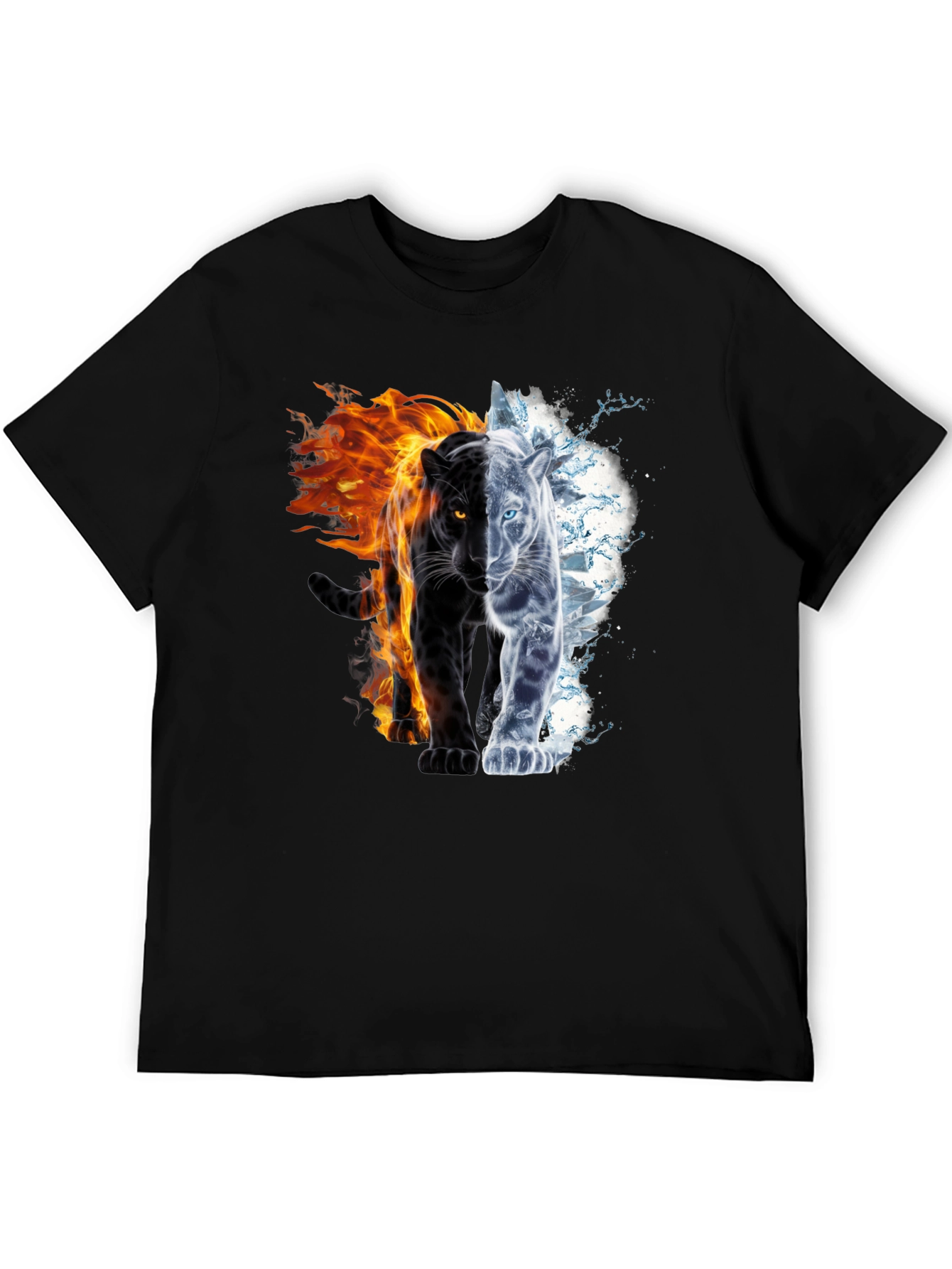 Fire and Ice Panther Graphic Tee - Black