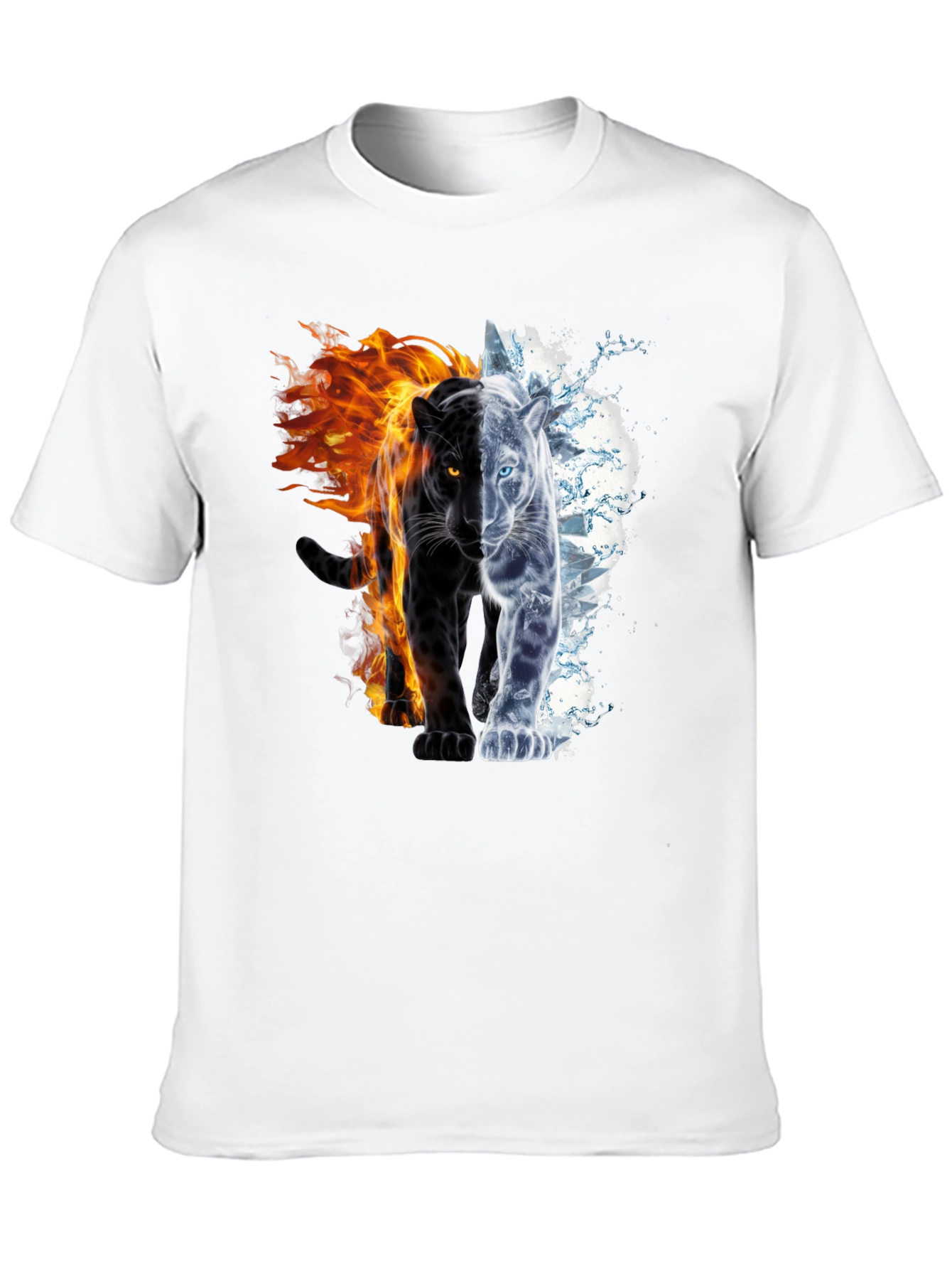 Fire and Ice Panther Graphic Tee - Black