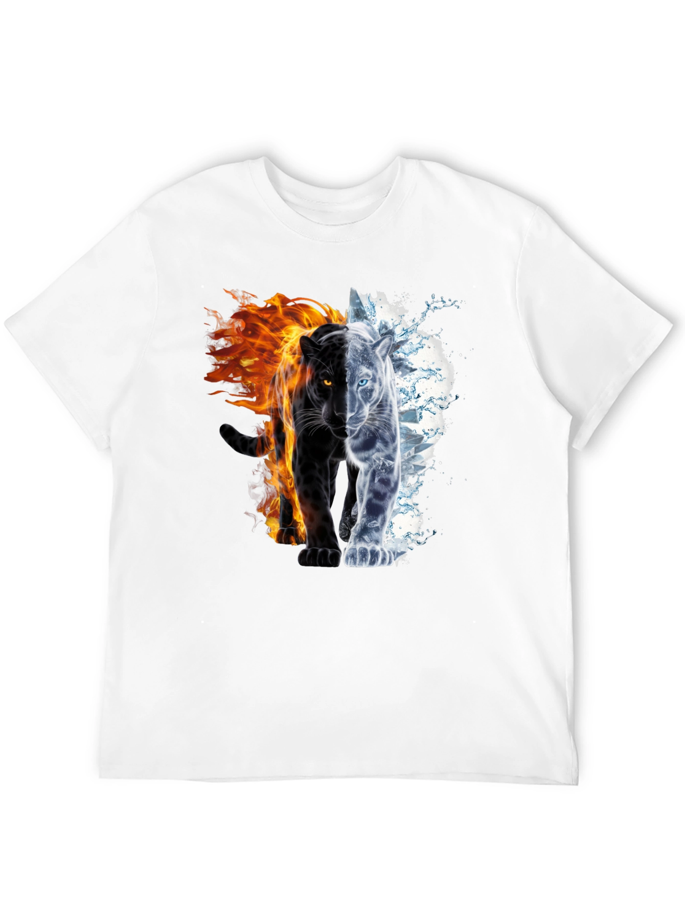 Fire and Ice Panther Graphic Tee - Black
