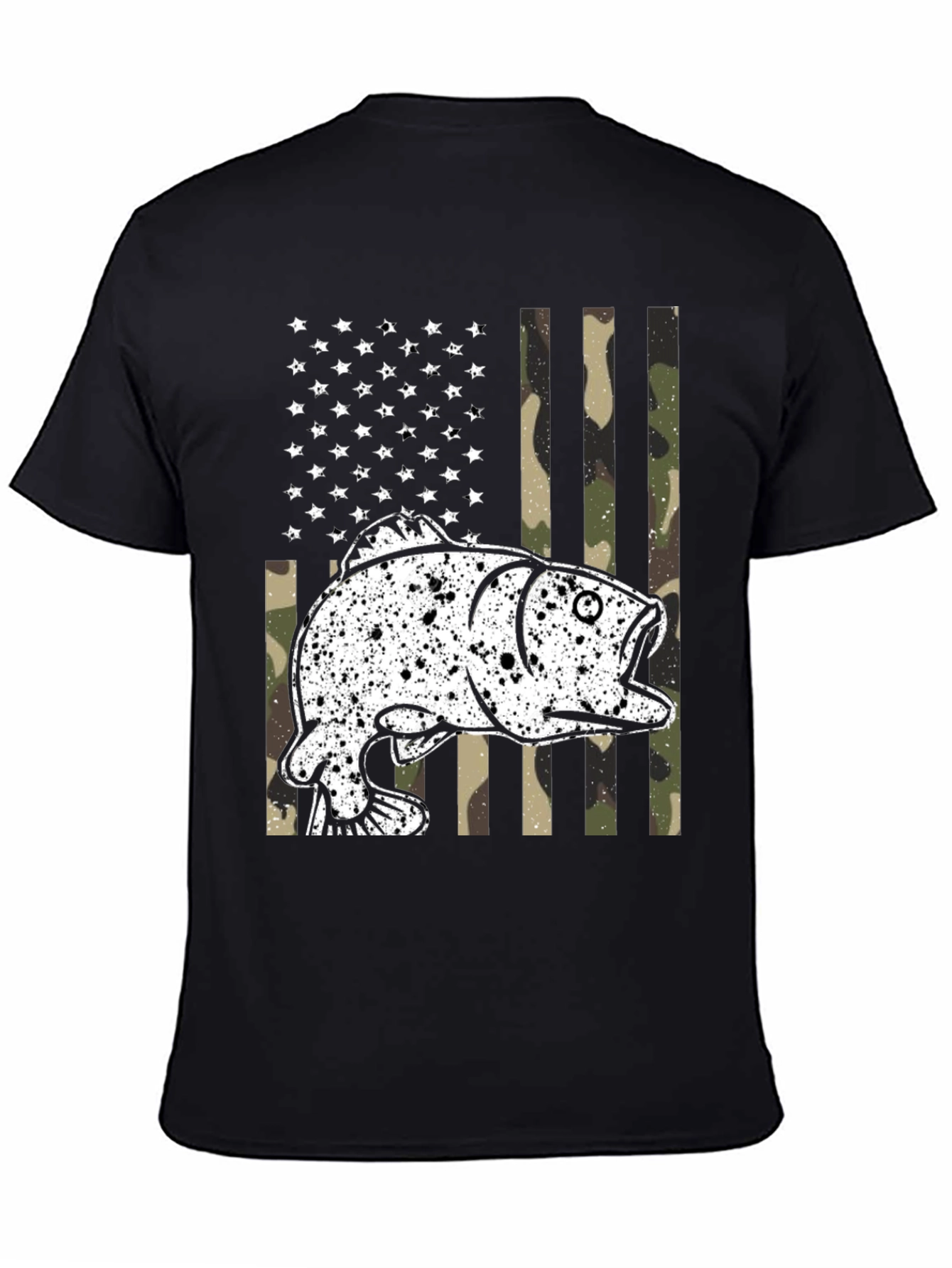American Flag Fish Camo Graphic T-Shirt