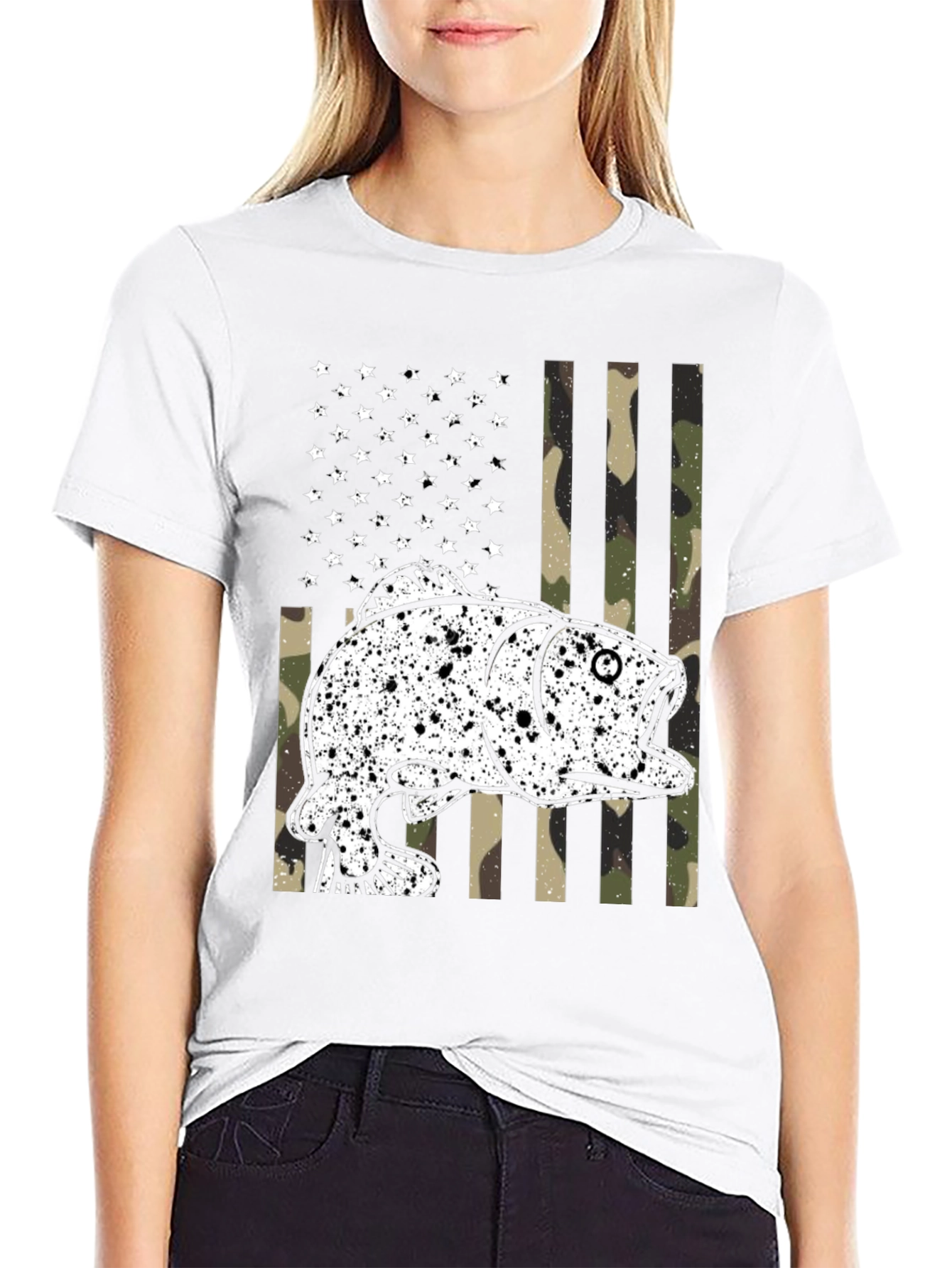 American Flag Fish Camo Graphic T-Shirt