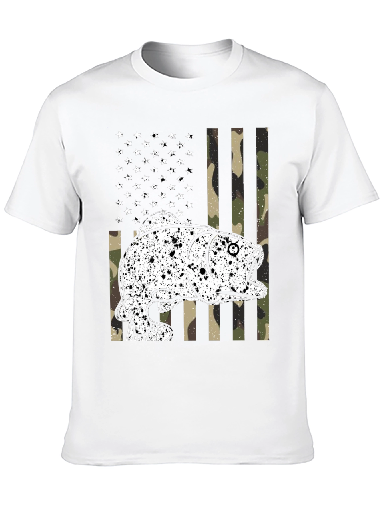 American Flag Fish Camo Graphic T-Shirt