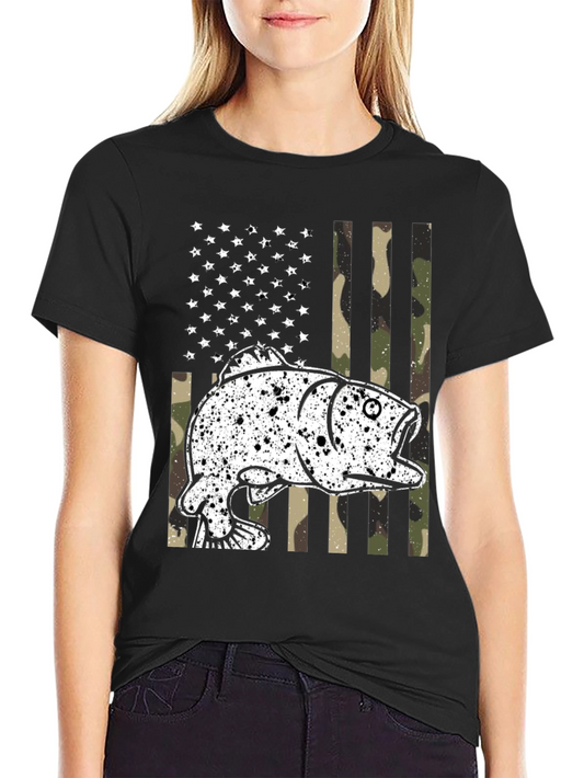 American Flag Fish Camo Graphic T-Shirt