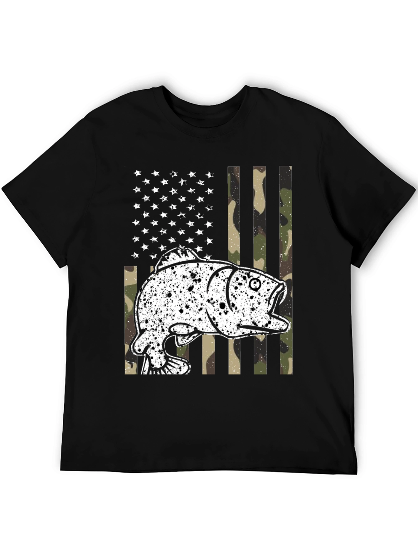 American Flag Fish Camo Graphic T-Shirt