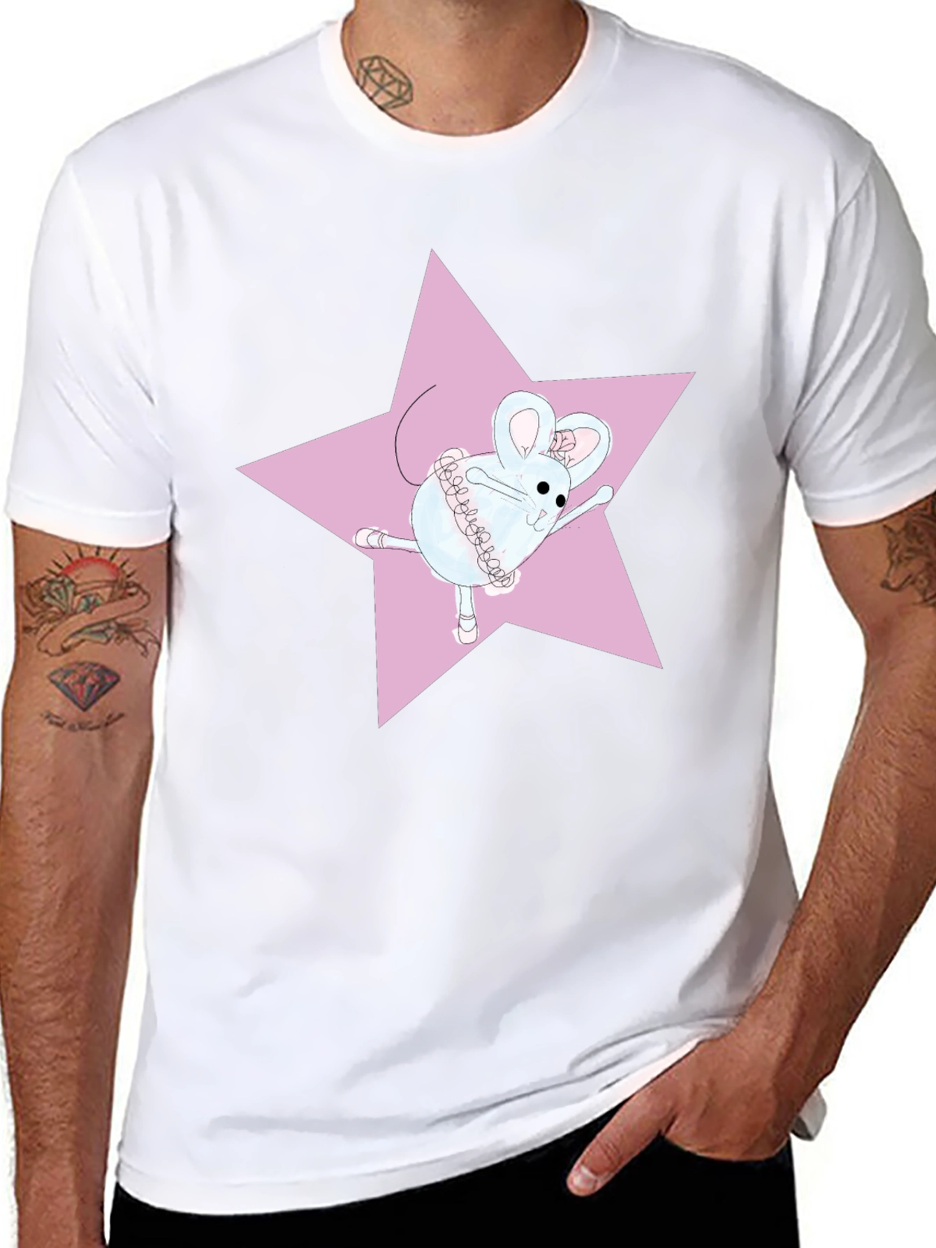 Ballerina Mouse T-Shirt - Pink Star Design