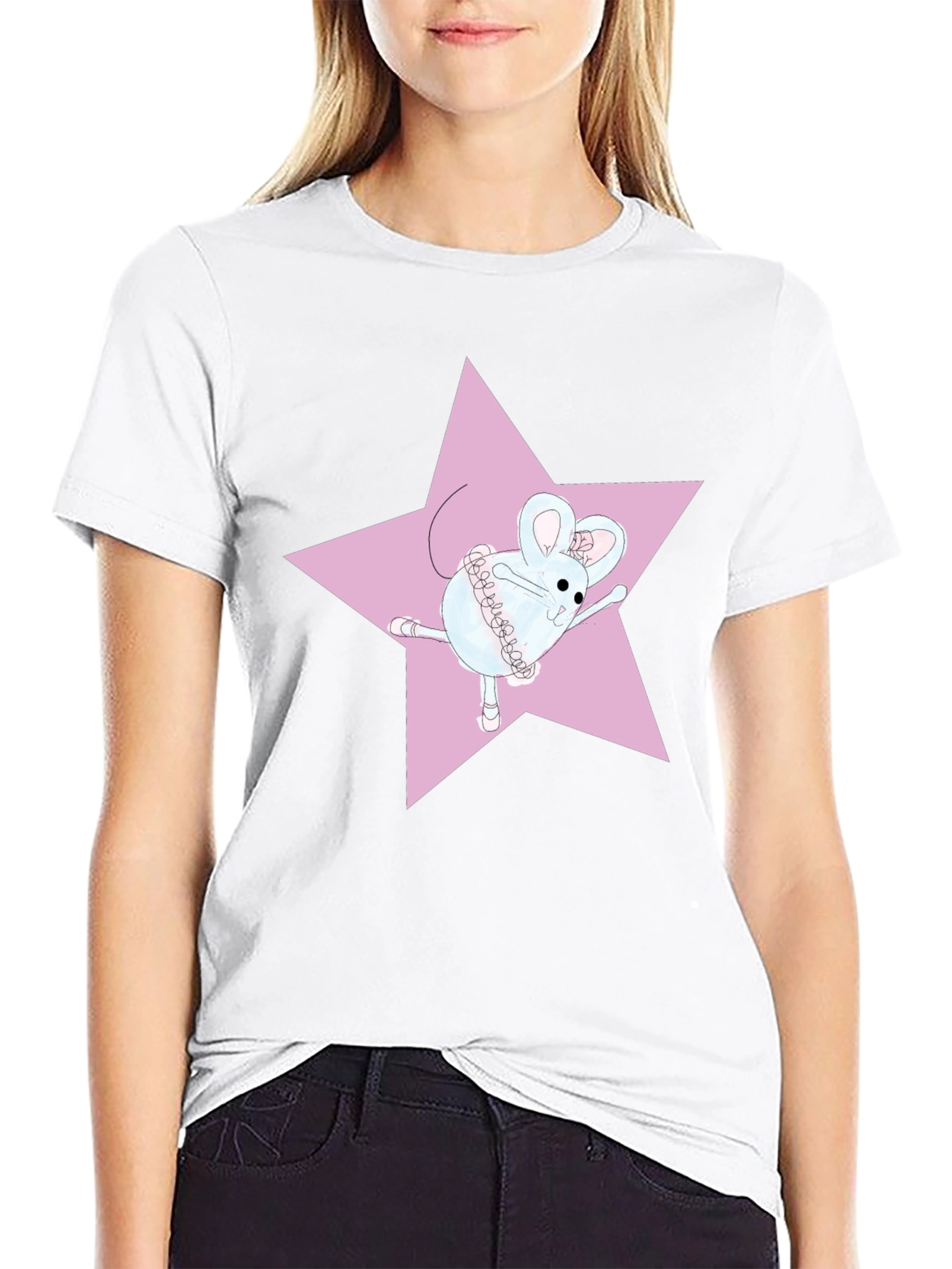 Ballerina Mouse T-Shirt - Pink Star Design