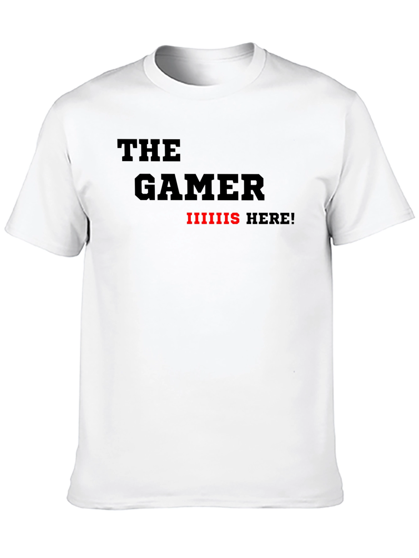 The Gamer Is Here! Black Graphic T-Shirt