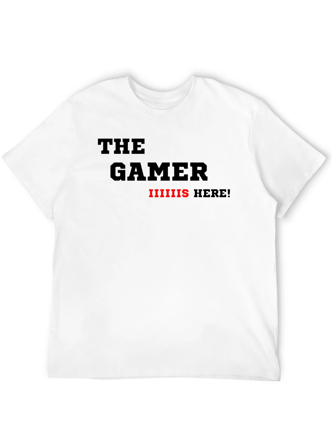 The Gamer Is Here! Black Graphic T-Shirt
