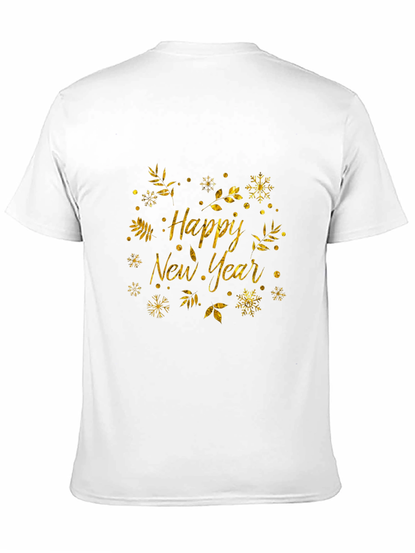 Happy New Year Black T-Shirt with Gold Festive Design