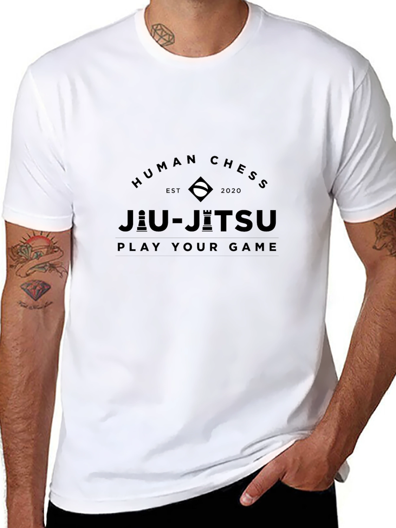Human Chess Jiu-Jitsu Black T-Shirt