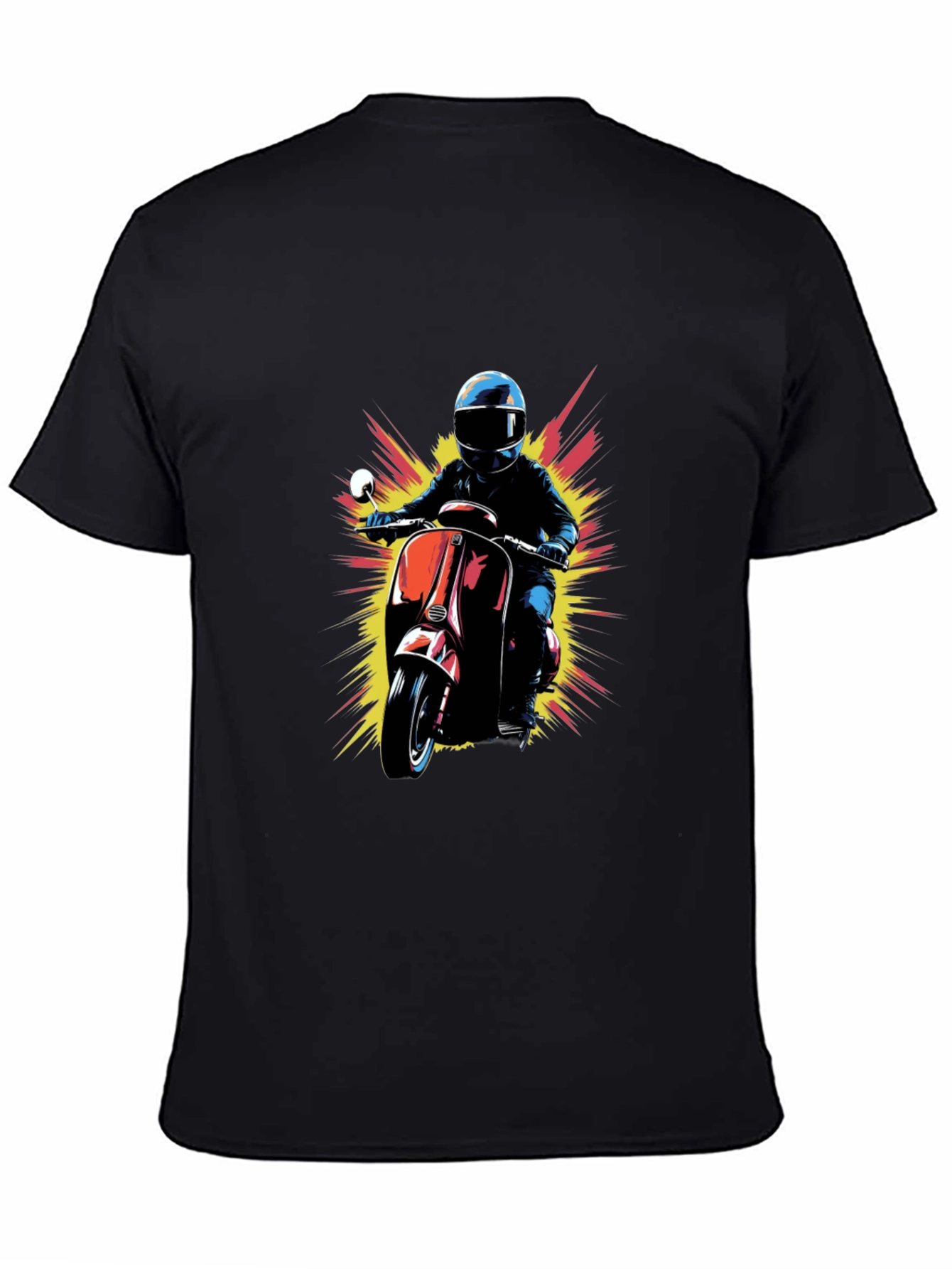 Retro Scooter Rider Graphic Tee - Cool Black T-Shirt